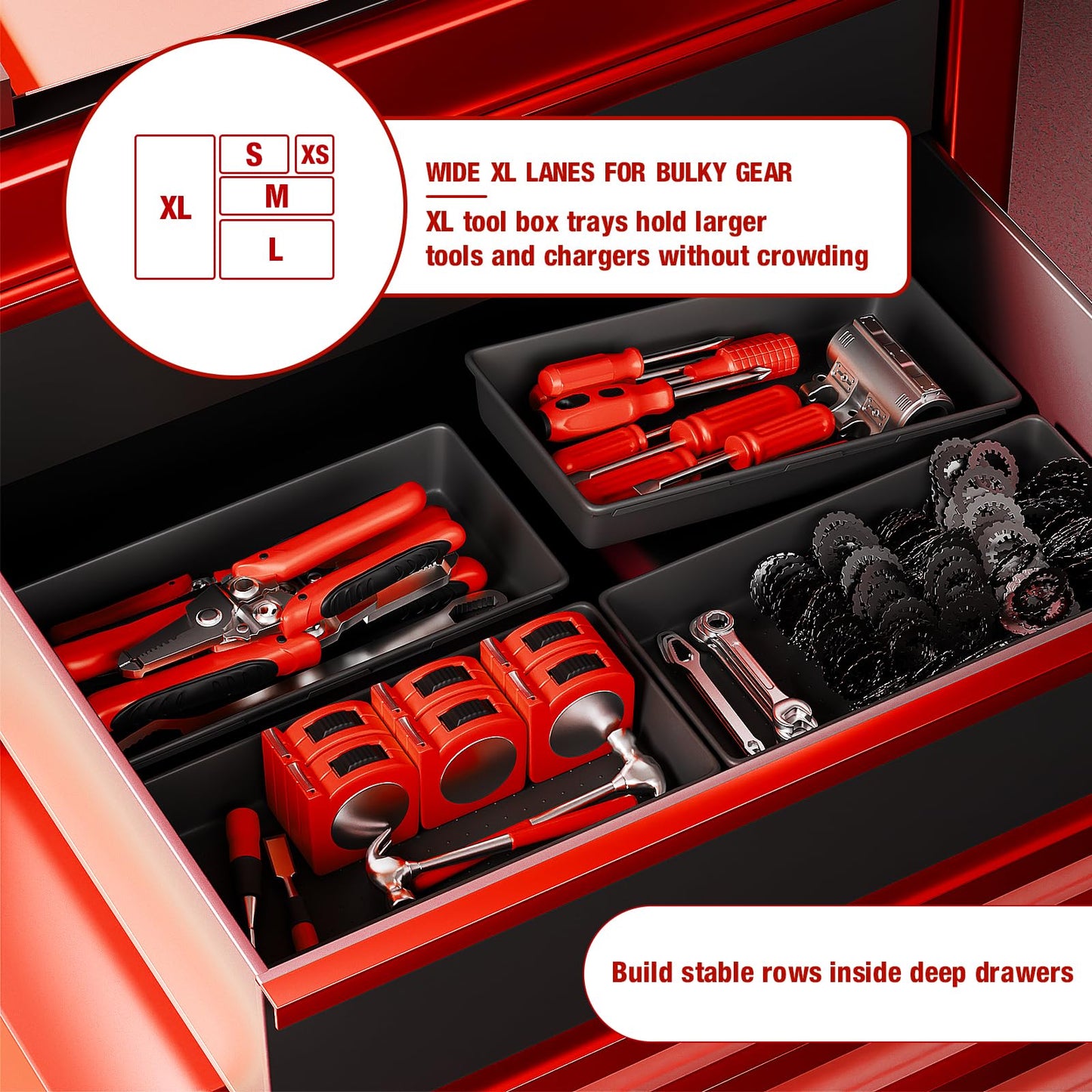 【6 PCS Extra-Large】 Tool Box Drawer Organizer Trays with Non-slip Pads, Heavy-Duty Tool Chest