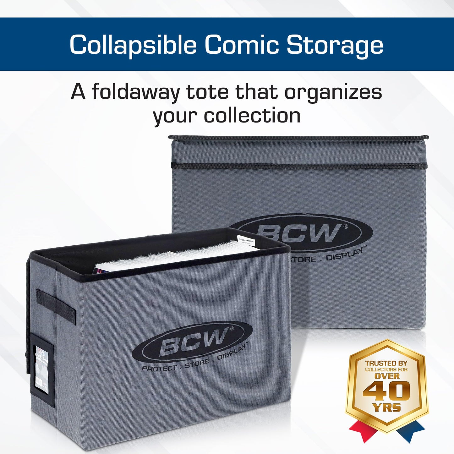 BCW Comic Book Storage Box - 1 ct | Foldable Comic Book Case | Each fits 125-150 Sleeved and