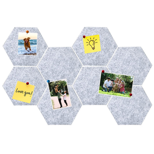 HULAVO 8Pcs Hexagon Felt Cork Board Tiles, Self Adhesive DIY Bulletin Board Pin Board for Office