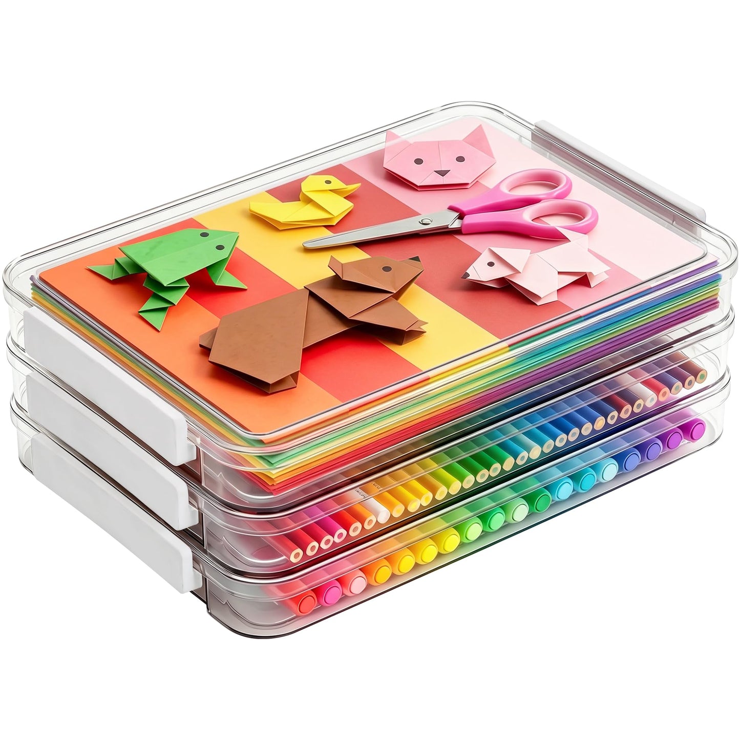 Citylife 3Packs Scrapbook Paper Organizer, Stackable Clear Organizer