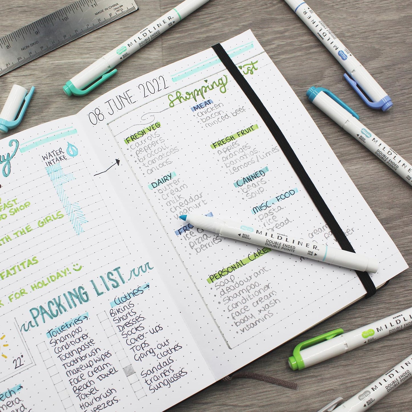 Zebra Pen Mildliner Dual Tip Highlighter Pens - Broad & Fine Tip Double Ended Markers - Pack of