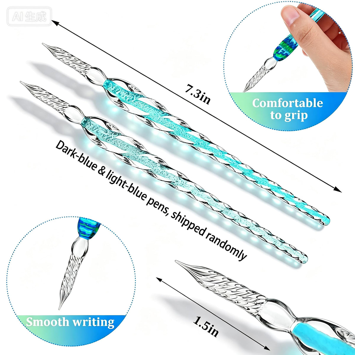 Earlyred Calligraphy Pen Set Handmade Glass Dip Pen Holder Crystal Drip Fountain Pen Writing