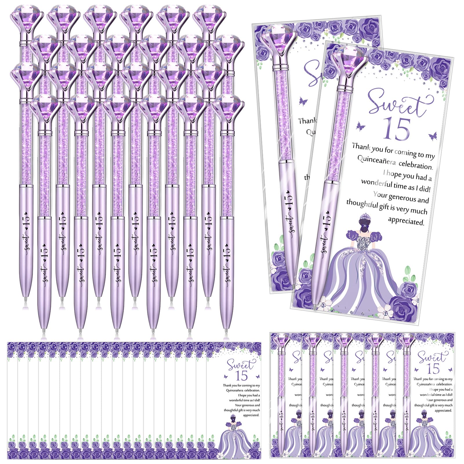 Sayglossy 50 Set Quinceanera Party Favor Sweet Gift, 15th, Purple