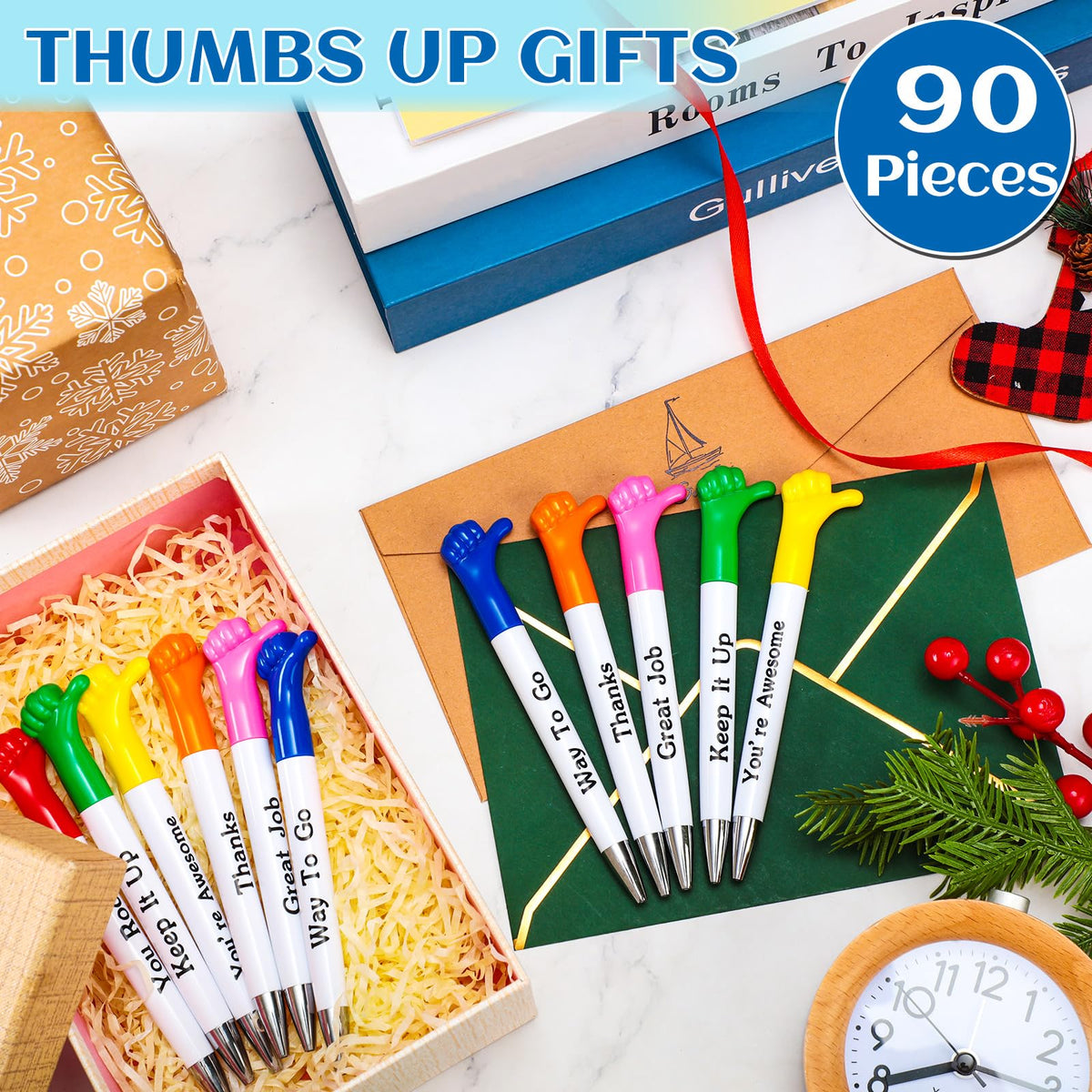 Woanger 90 Pieces Thank You Pens Thumb up Pens Employee Appreciation Gifts