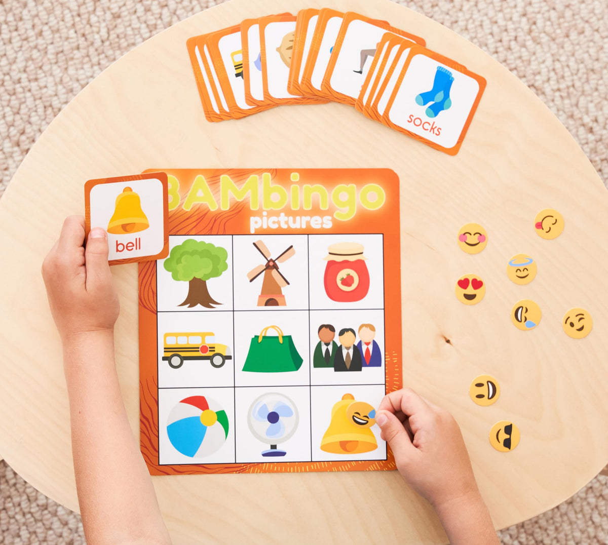Animal and Picture Bingo Game for Kids - Flash Cards Matching Learning Board Game for Ages 3-6