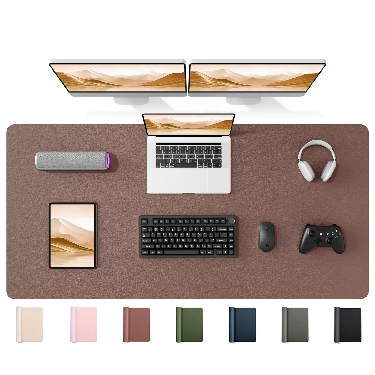 YSAGi 55" x 24" Large PU Leather Desk Mat for Keyboard and Mouse - Waterproof Non-Slip Desk Pad