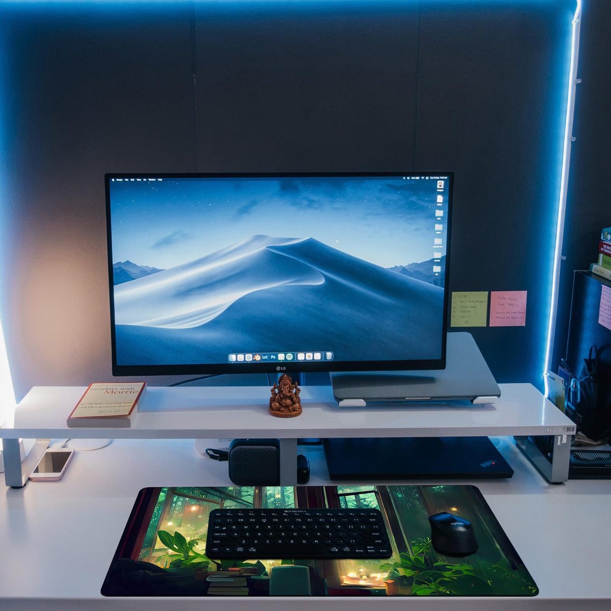 KOAIWPAE Desk Mat, Window View of Forest Desk Pad, Green Atmosphere Large Gaming Mouse Pad for