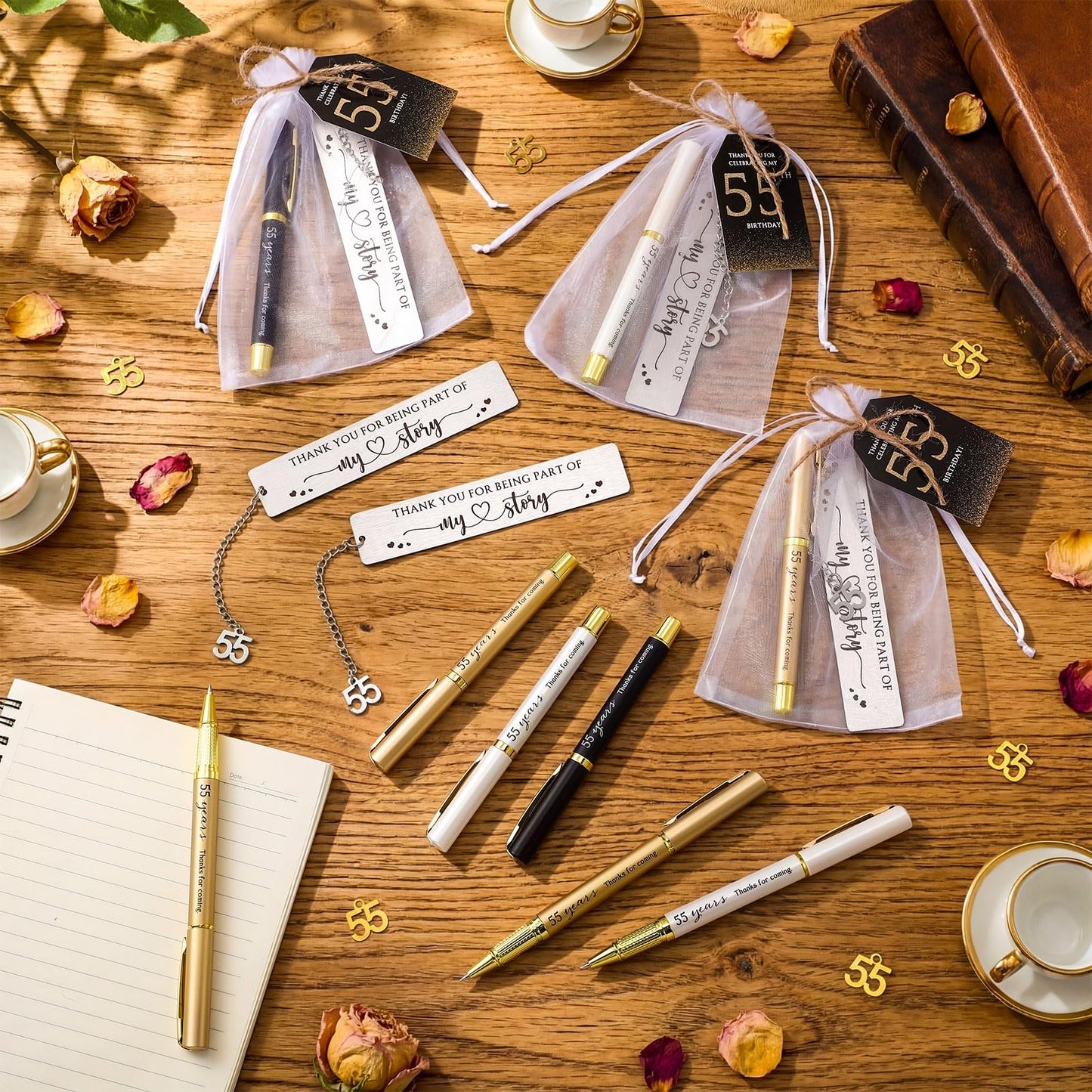 Sinload 25 Sets Birthday Favors for Guests 25 Thanks for Coming Ballpoint Pens 25 Metal Bookmarks