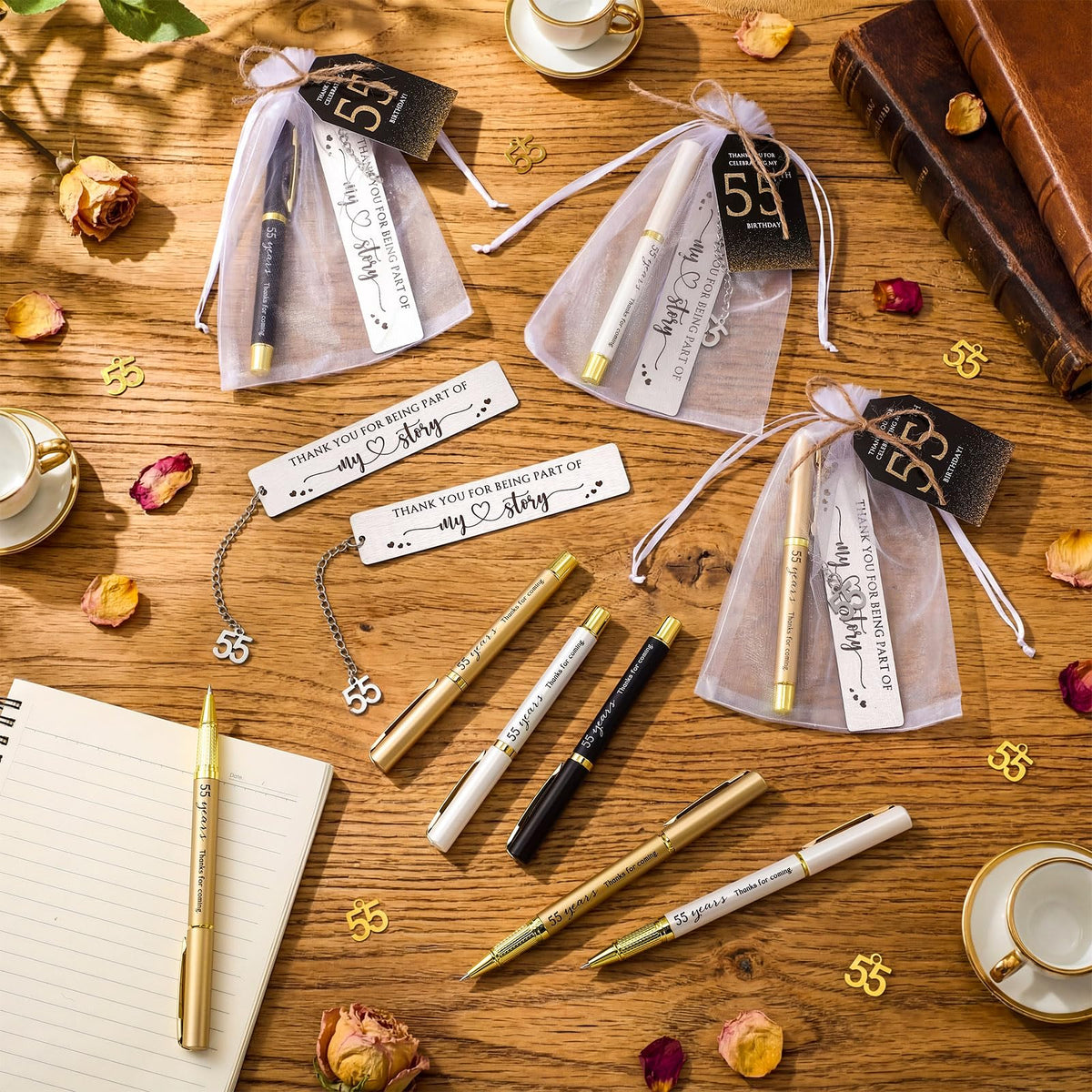 Sinload 25 Sets Birthday Favors for Guests 25 Thanks for Coming Ballpoint Pens 25 Metal Bookmarks