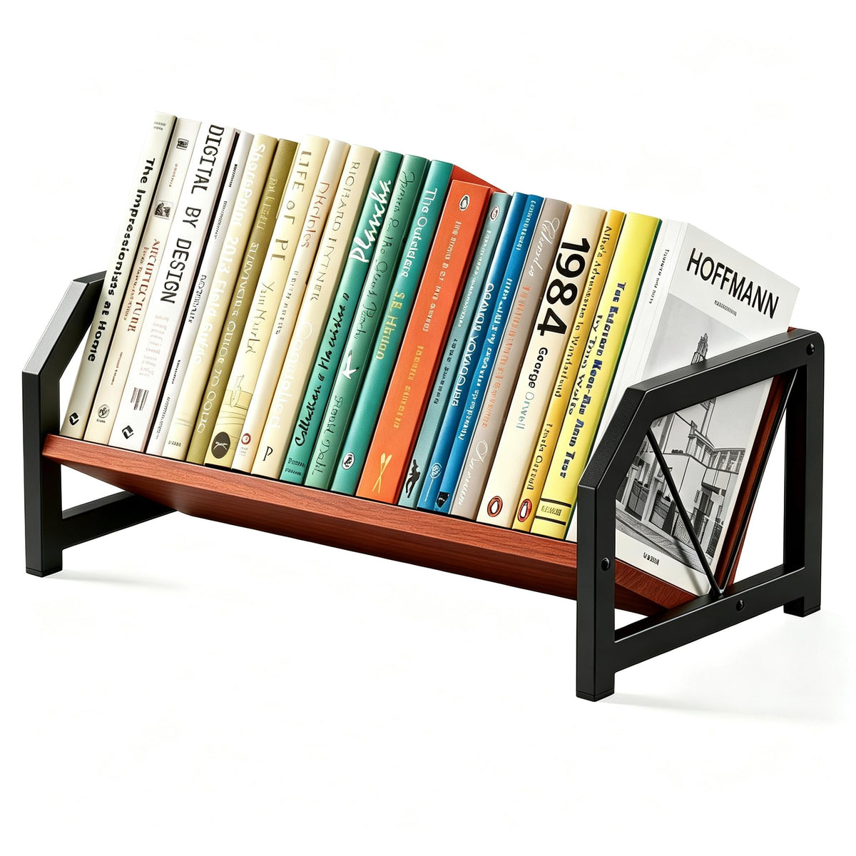 ART-GIFTREE Desktop Bookshelf Organizer, Tilting Bookcase, Reddish Brown