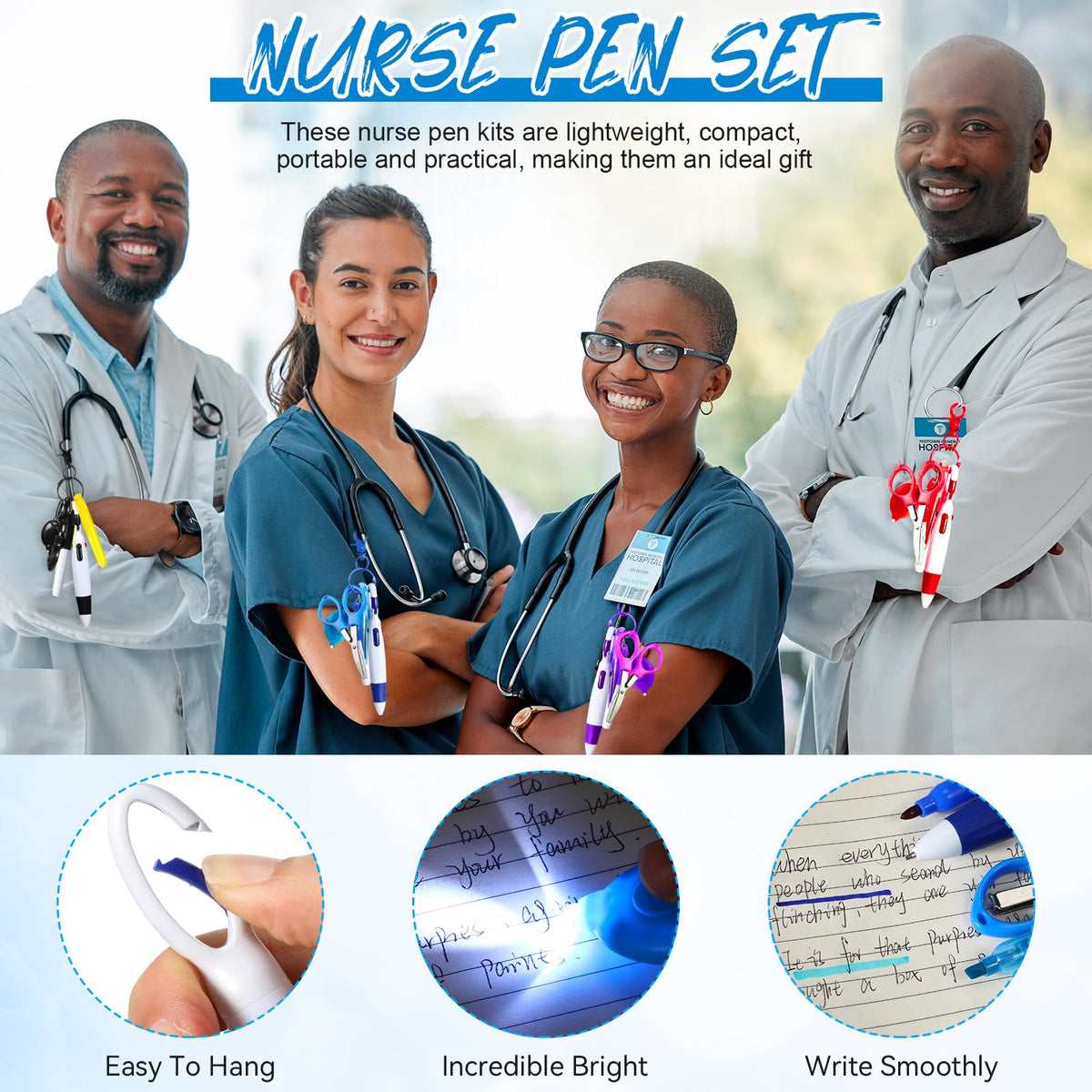 Glenmal 72 Pcs Nurse Pen Set for Badge Reel Mini Pens, Simple