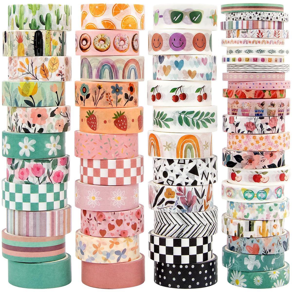 MOOKER 55 Rolls Holiday Washi Tape Set - Decorative Tape Seasonal Bohemian Colored Tape, Cute Washi
