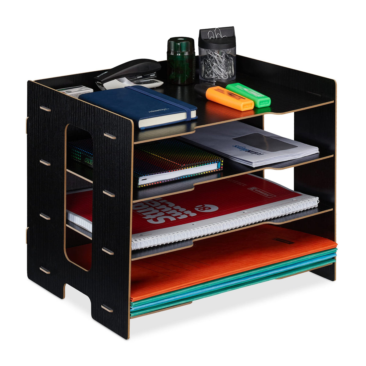 Relaxdays Filing Cabinet, 3 Compartments, Letter Tray, Office Document Organiser, A4 Format, 27 x