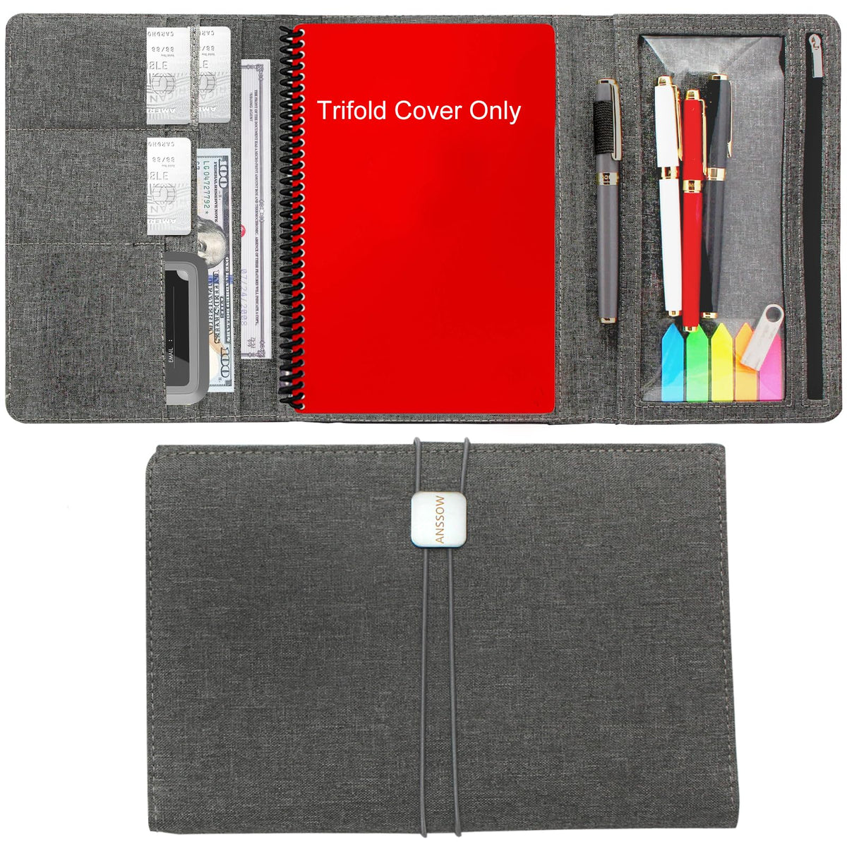 ANSSOW Folio Cover Compatible with Rocketbook Smart Notebook - Portfolio Organizer Padfolio