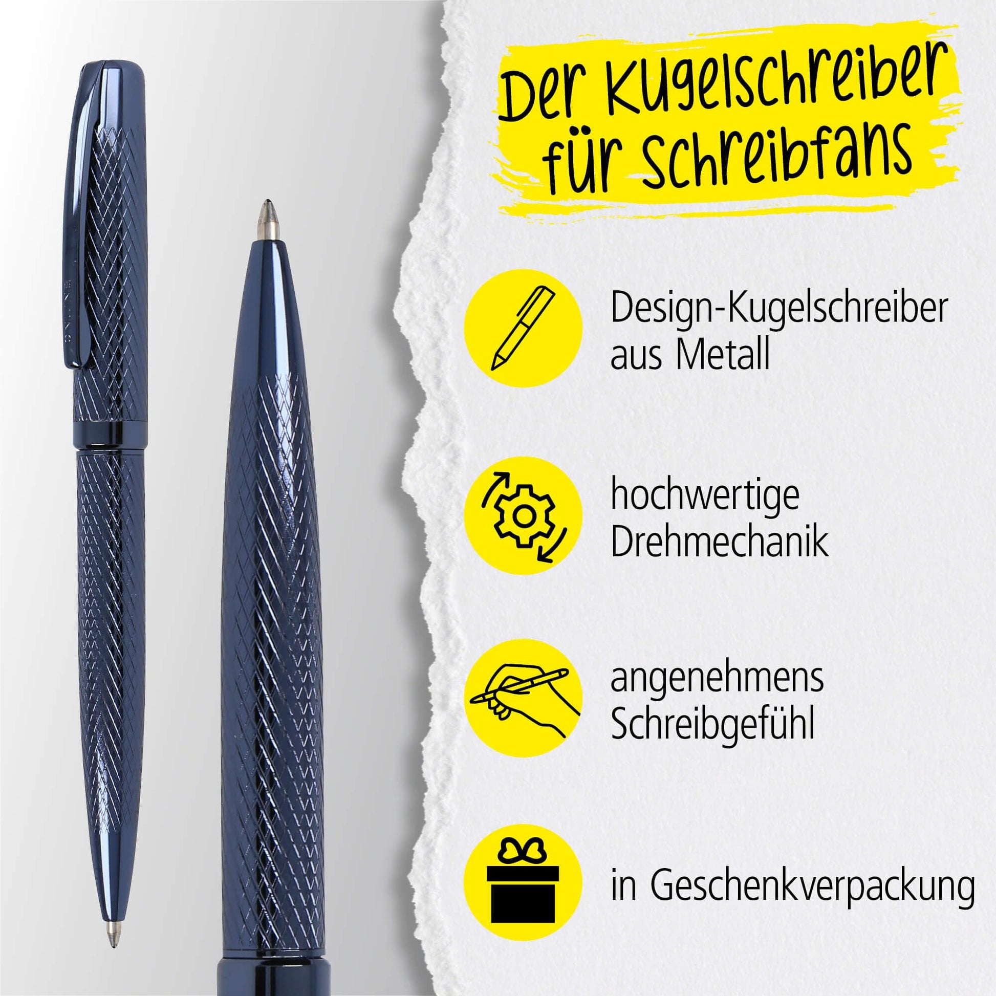 Online Eleganza Diamond Night Ballpoint Pen, High-Quality Metal Ballpoint Pen, Blue, Replaceable