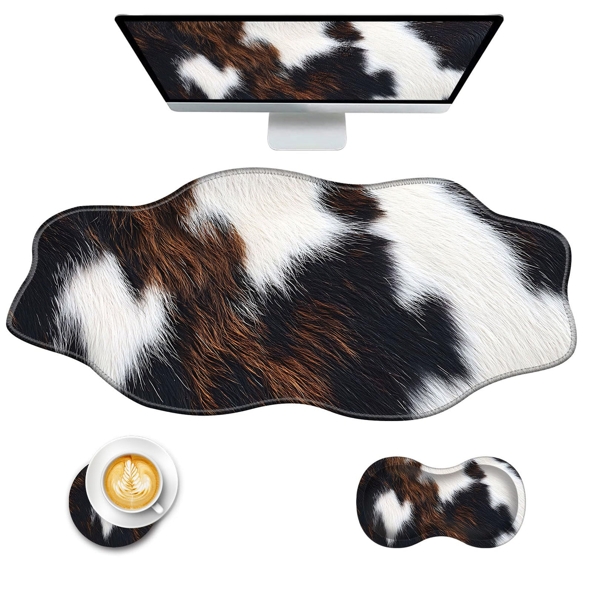 CICPLKSE Mouse Pad with Wrist Support + Desk Mat + Coaster 3 in 1 Set, XXL Large Gaming Mousepad