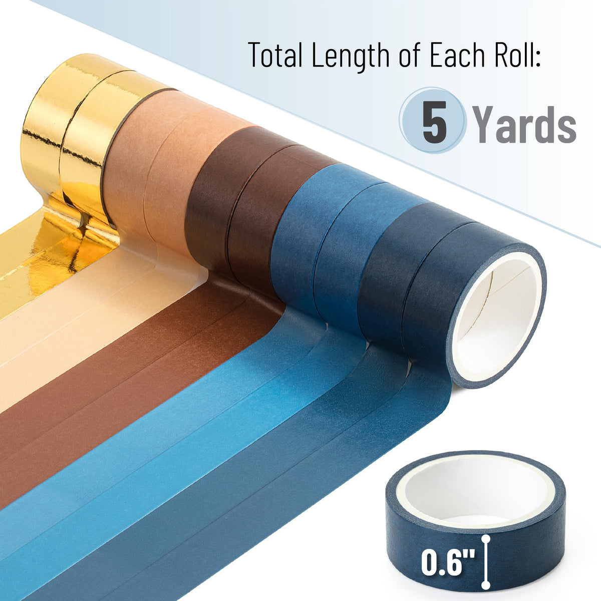 Mr. Pen- Washi Tape Set, 10 Rolls, 5 Yards/Roll, Washi Tape for Scrapbook
