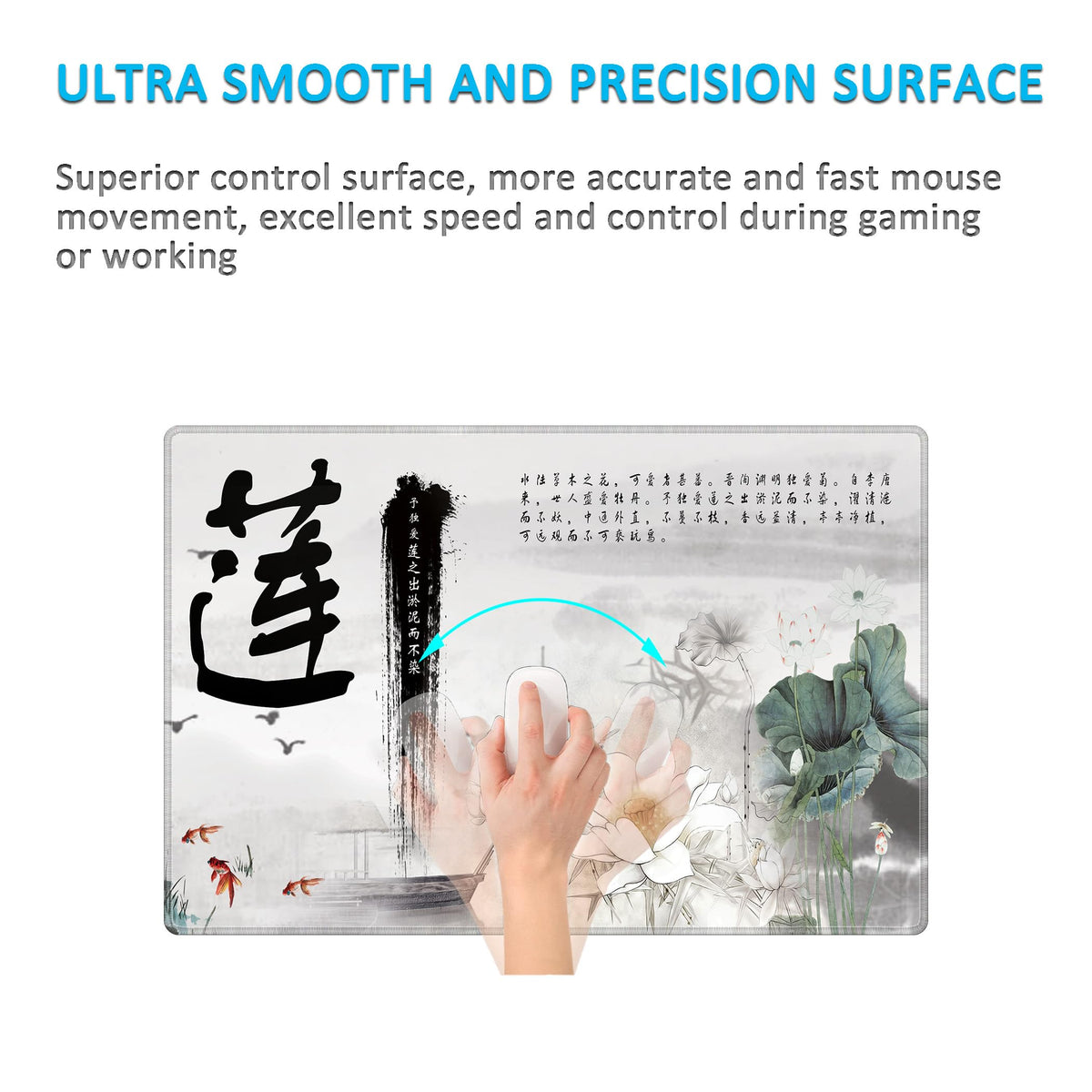 LL-COEUR XXL Landscape Gaming Mouse Pad Computer Keyboard Mat Office Desk Pad (Lotus 2, 23.6" x