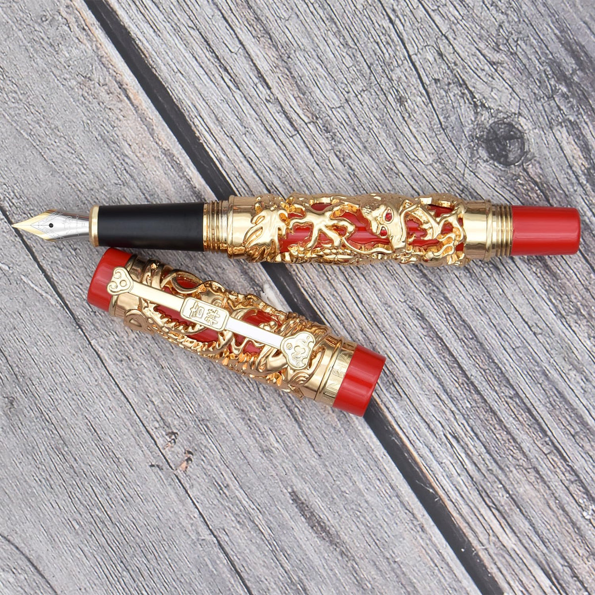 zoohot Fountain Pen Jinhao Chinese Dragon Heavy Pen, Golden