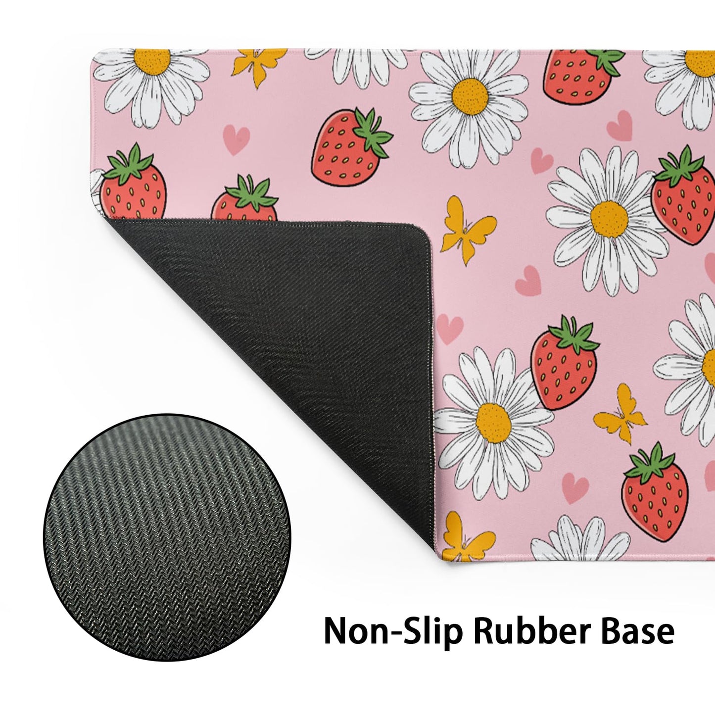 Cute Strawberry Extended Gaming Mouse Pad XXL Pink Cute Desk Mat Kawaii Pink Large Mouse Pad