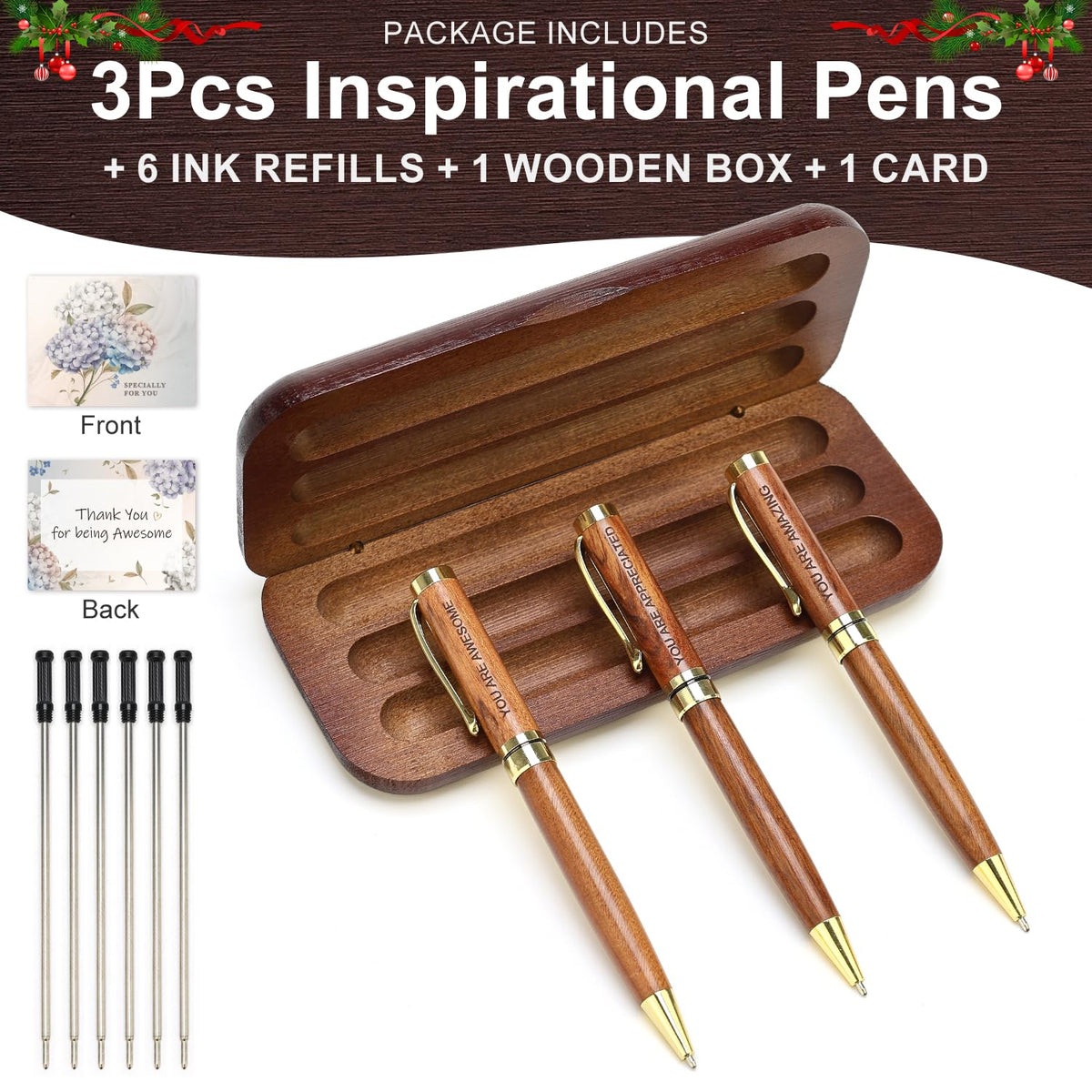 Luxury Wooden Pen Set Thank You Gifts for Women Men Friends Teacher Boss
