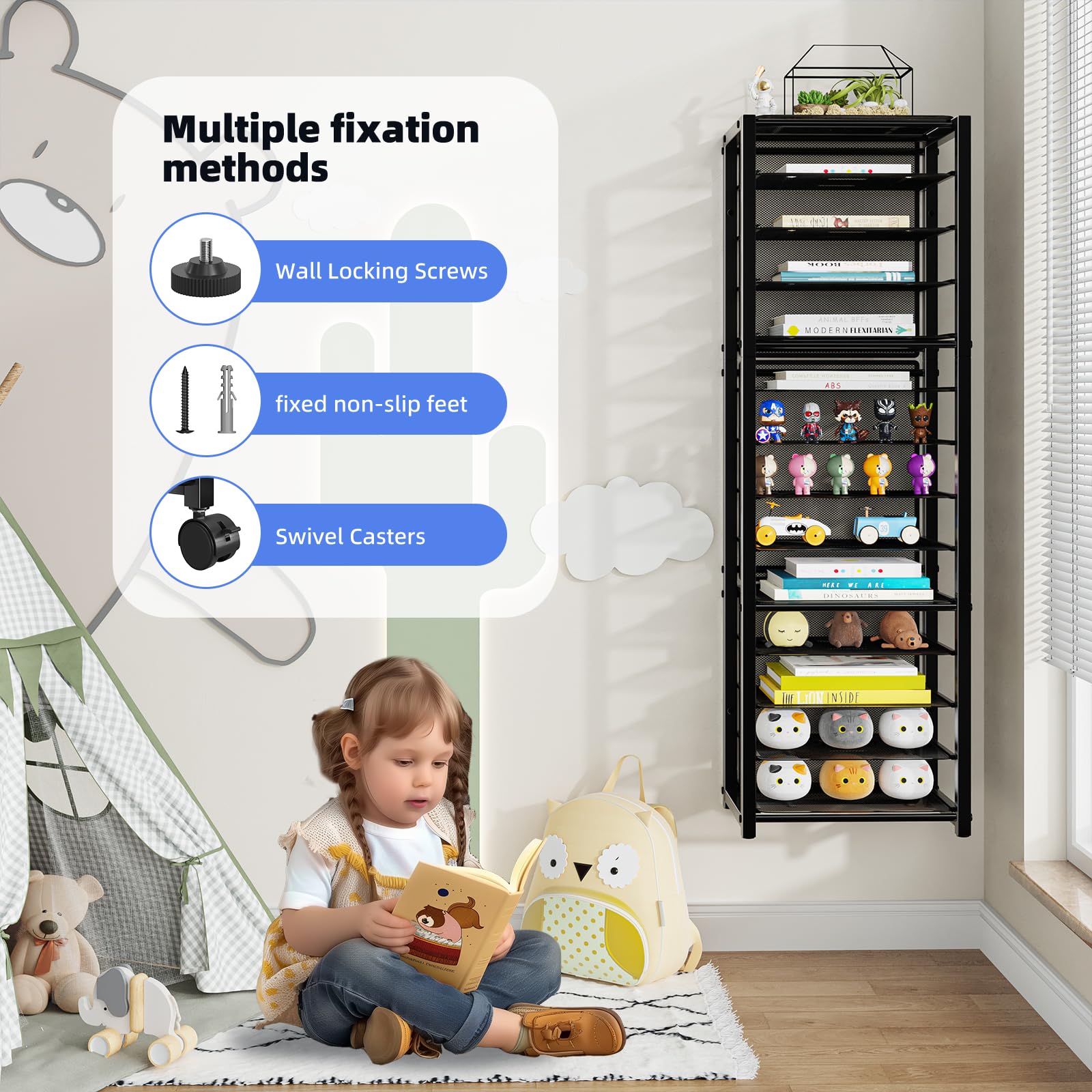 Simple Trending 14 Tier Rolling File Cart, Desk File Organizer, Paper Letter Storage Rolling