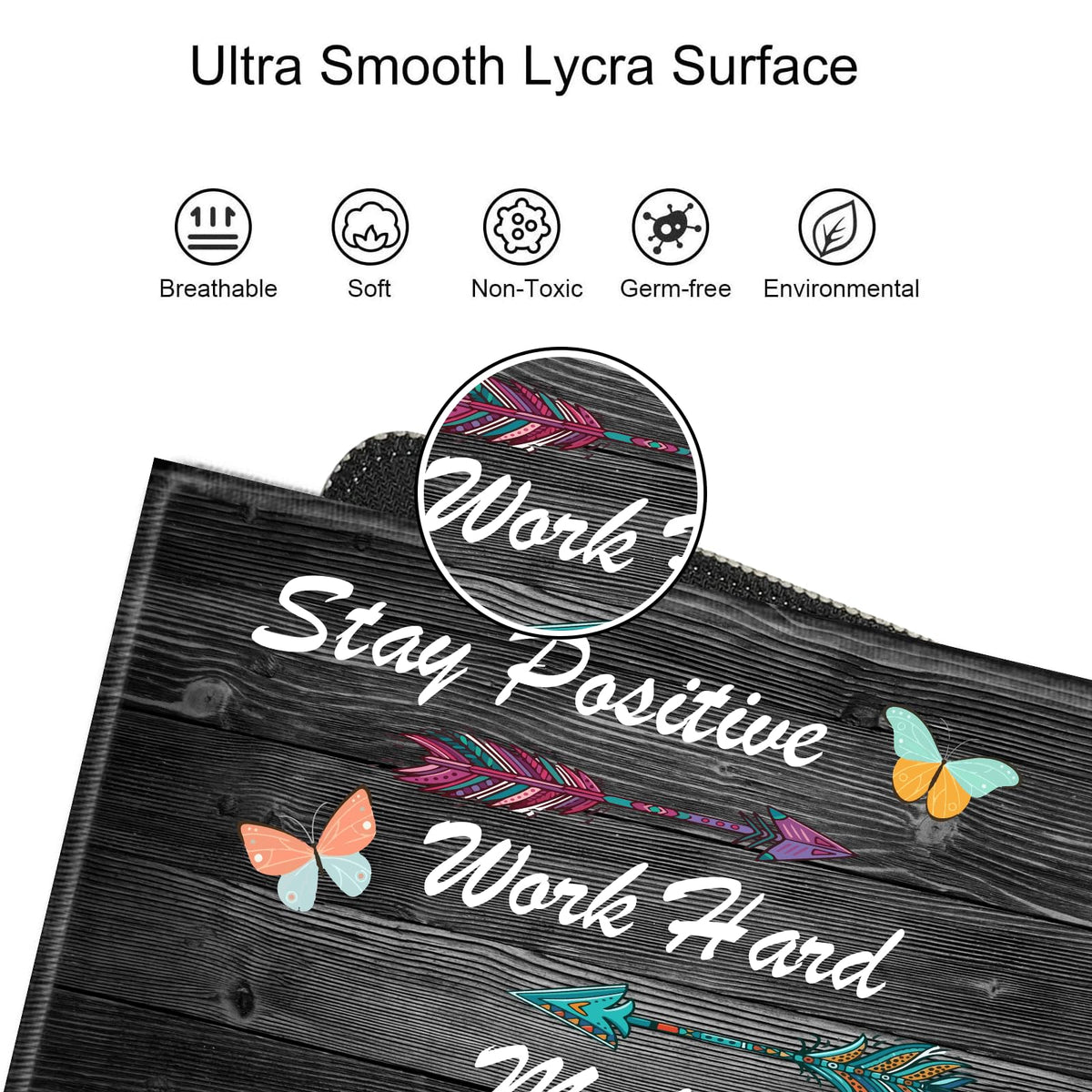 Stay Positive Mouse Pad 24x12 Inch Desk Mat Work Hard and Make It Happen Mousepad Inspirational