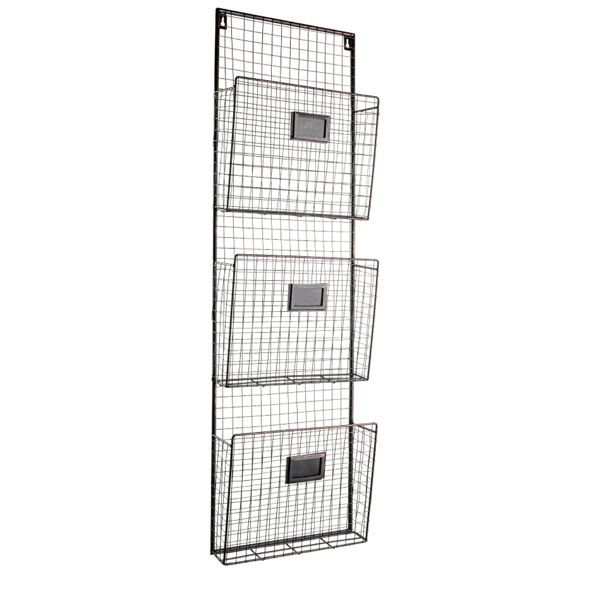 Three Tier Wall File Holder – Durable Copper Metal Rack with Spacious Slots for Easy Organization