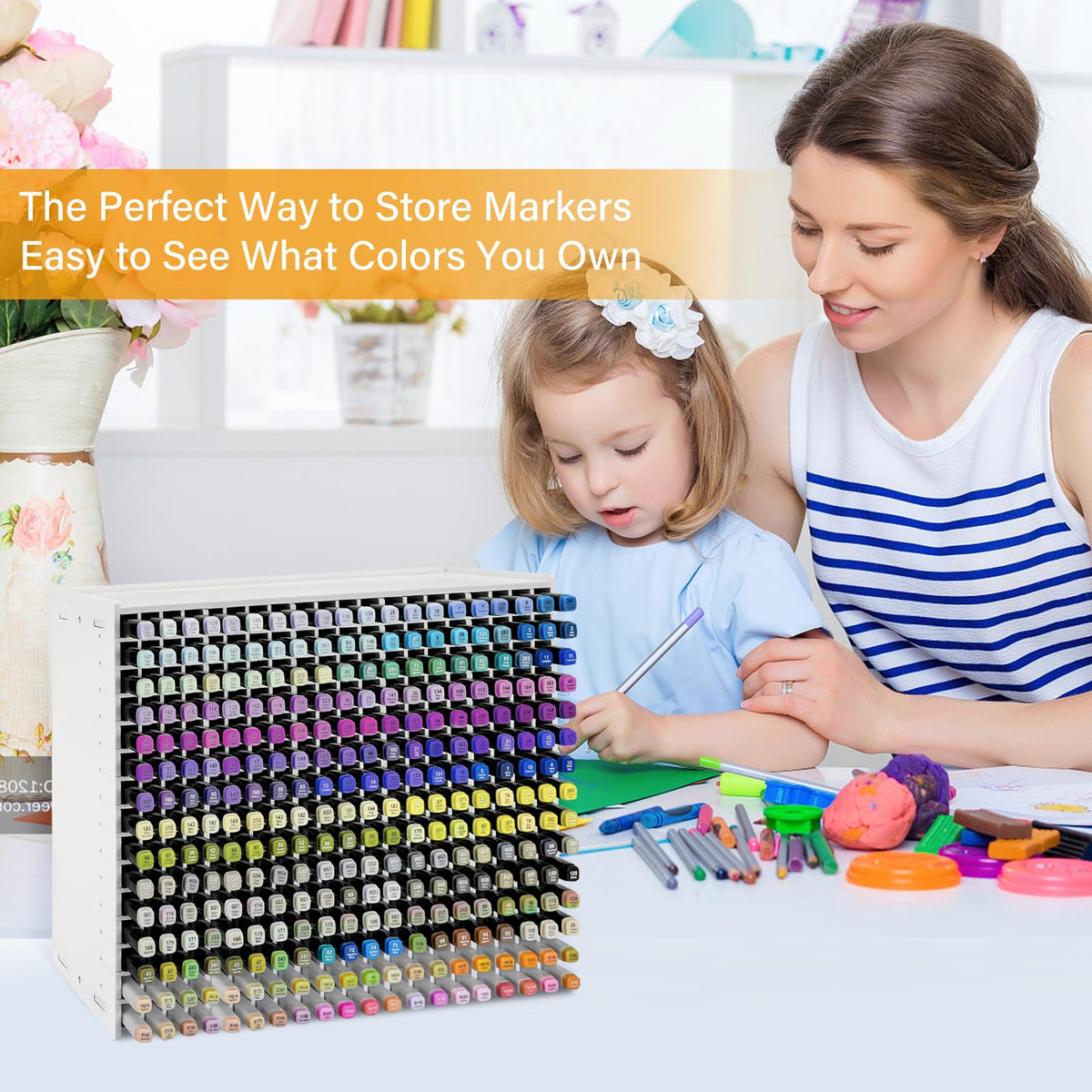 Yrangee Marker Organizer,300 Slots Marker Storage Organizer with Divider