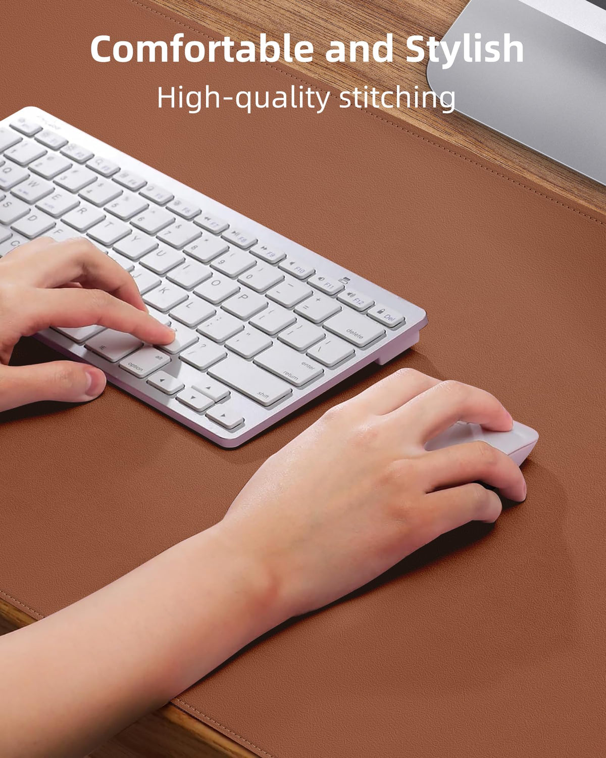 AFIING Large Desk Mat 55" x 24" - PU Leather Desk Pad Protector, Waterproof Non-Slip Extended Mouse