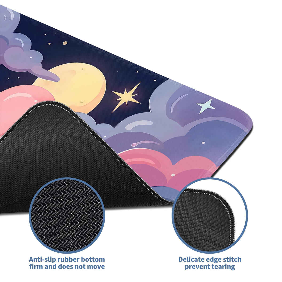 Cute Mouse Pad Kawaii Large Desk Mat Extended Keyboard Mouse Pad Pink Purple Cloud Mousepad with