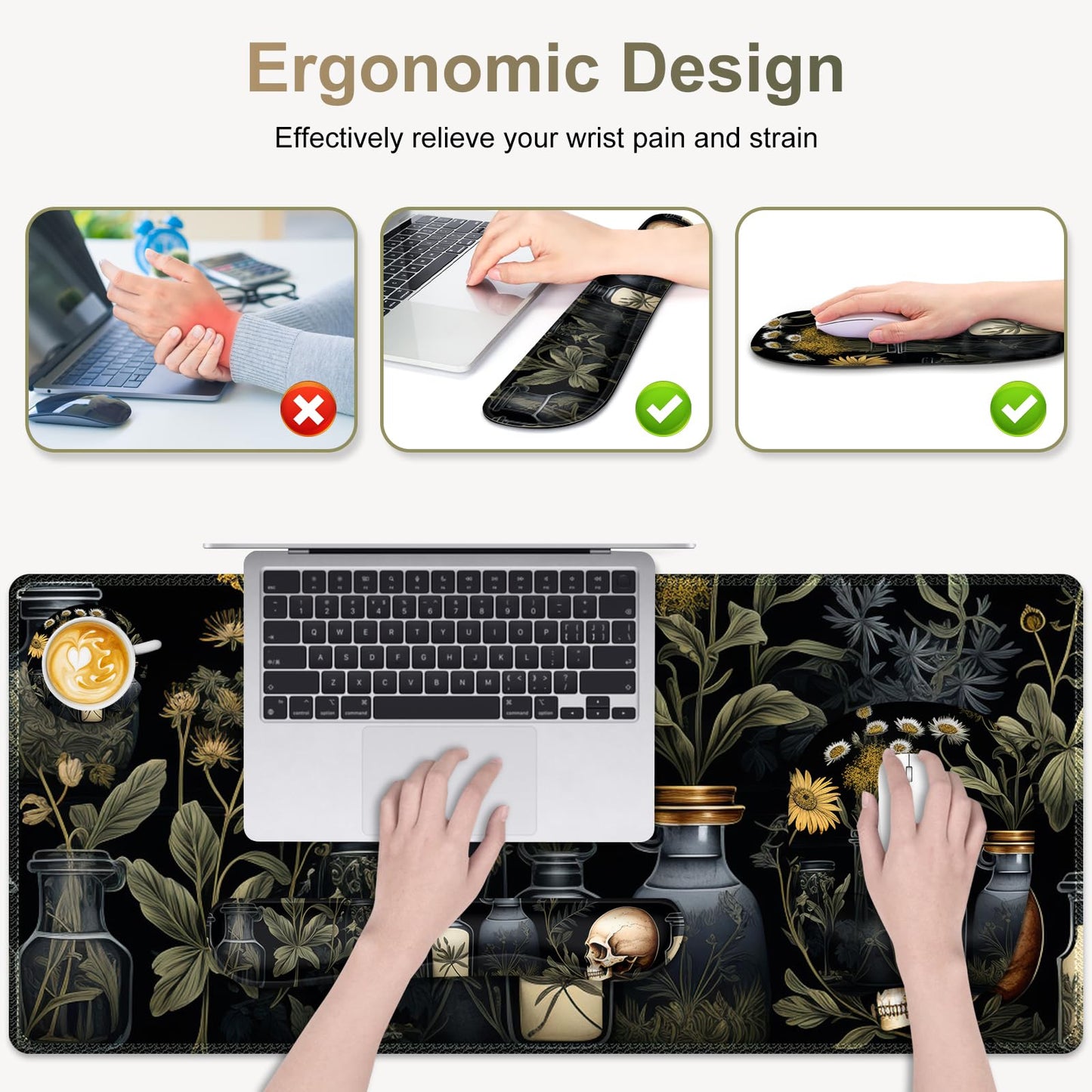 NXZGO Large Mouse Pad with Wrist Support 4 in1 Set, XXL Big Game Mousepad + Keyboard Wrist