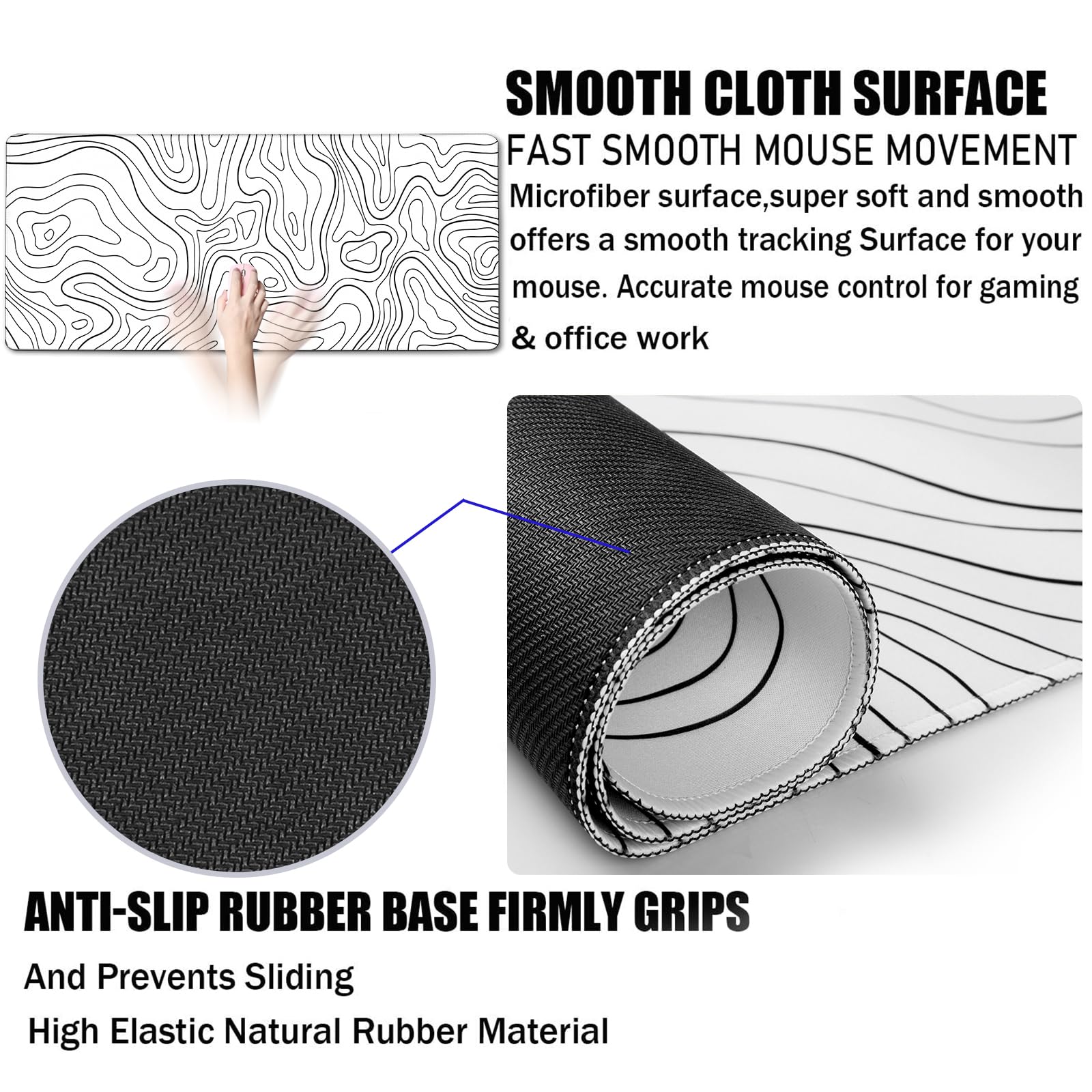 TEDNETGO Extra Large Mouse Pad, Gaming Mouse Pad, Waterproof Extra Large Mousepad with Stitched