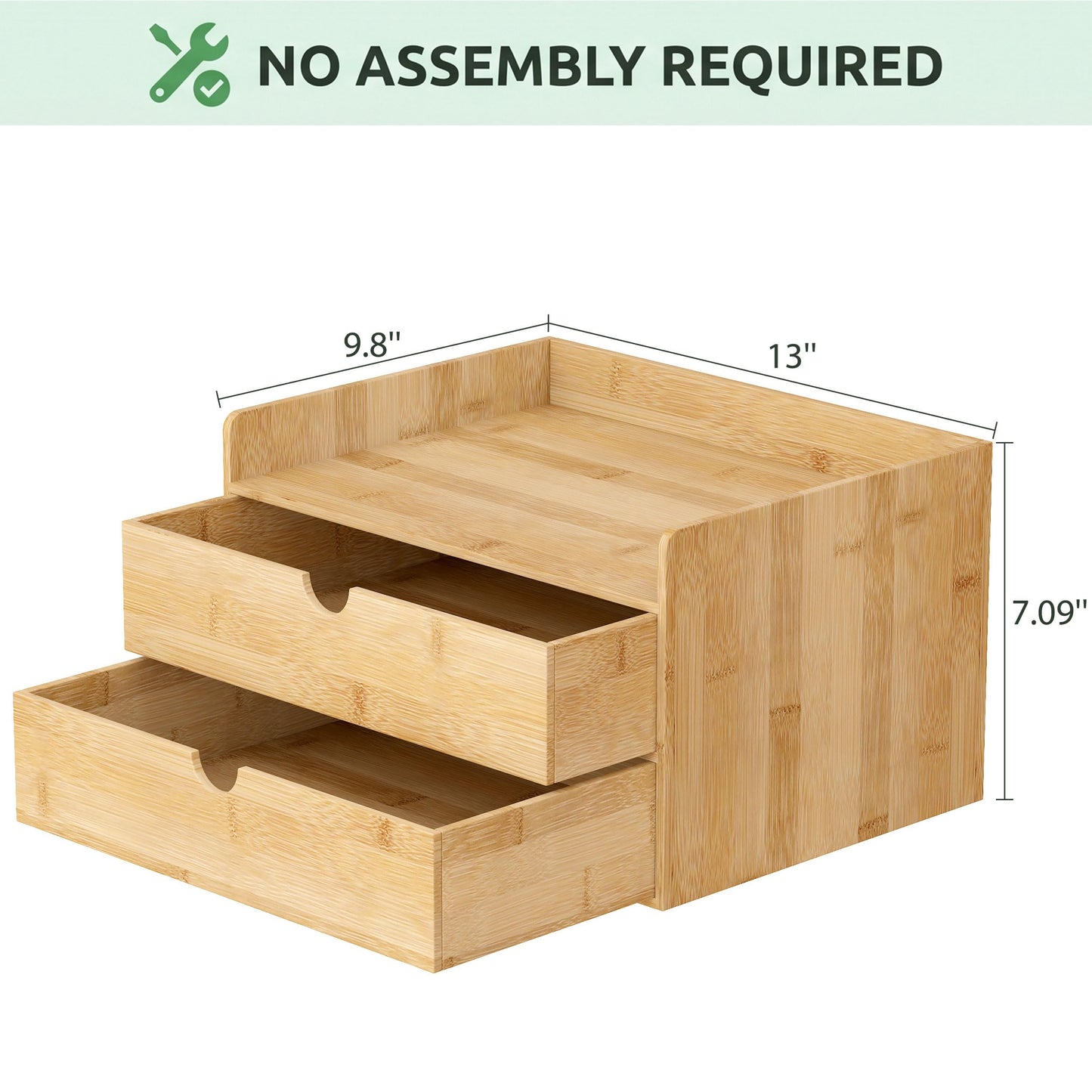 Bamboo Desk Organizer with Drawers, Desktop Storage for Office Supplies