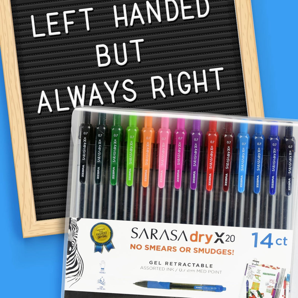 Zebra Pen SARASA X20 Retractable Gel Pen, Assorted Ink, 0.7mm, 14-Pack