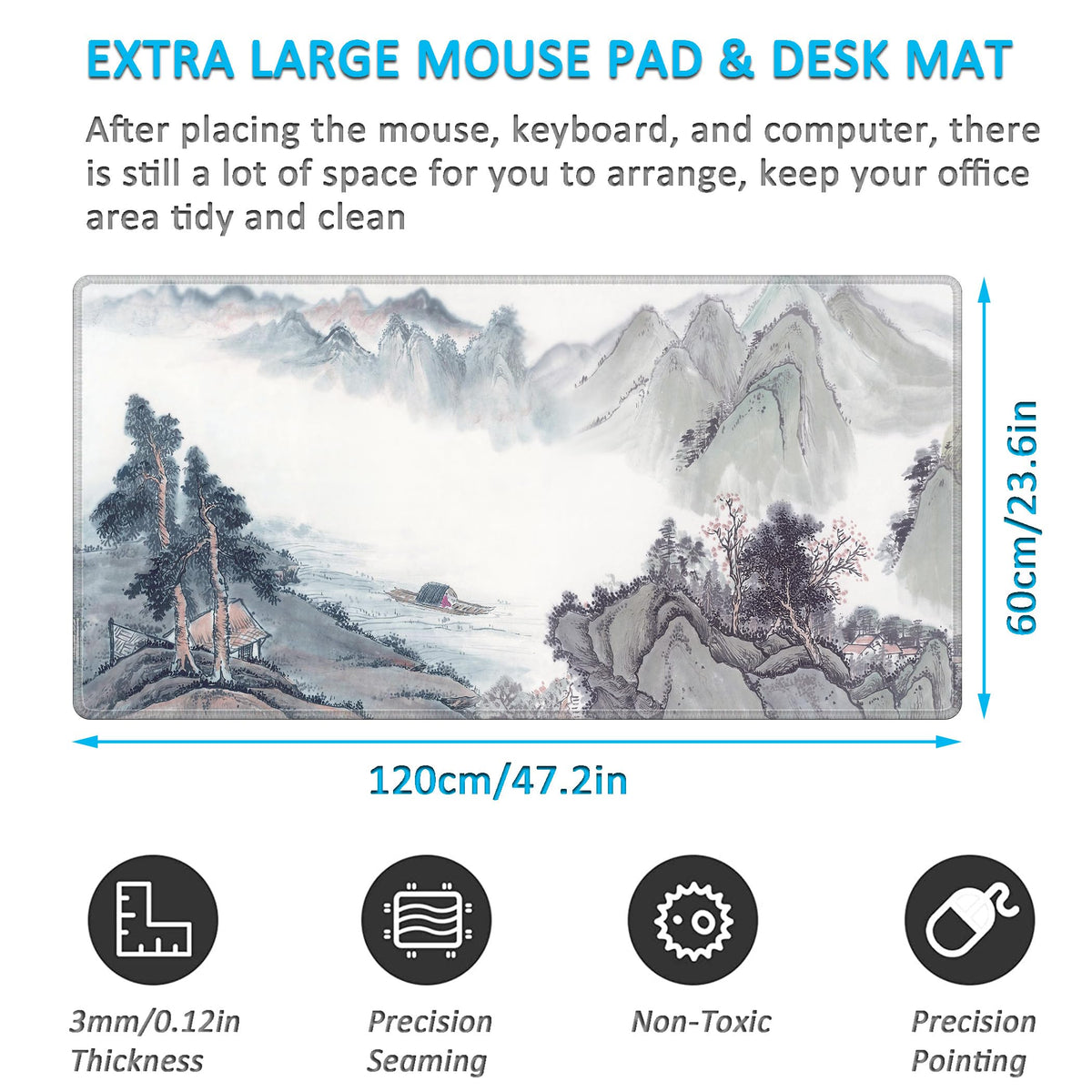 LL-COEUR XXL Landscape Gaming Mouse Pad Computer Keyboard Mat Office Desk Pad (Landscape 1, 47.2" x