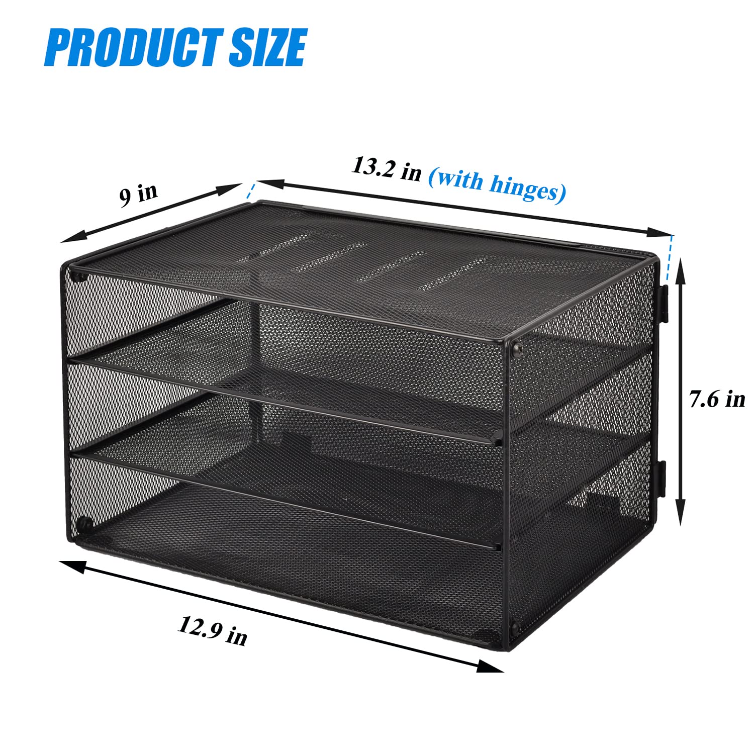 EASEPRES 3 Tier Mesh Desk Organizer Tray, File Paper Letter Folder Holder Desktop Paper Sorter Mail