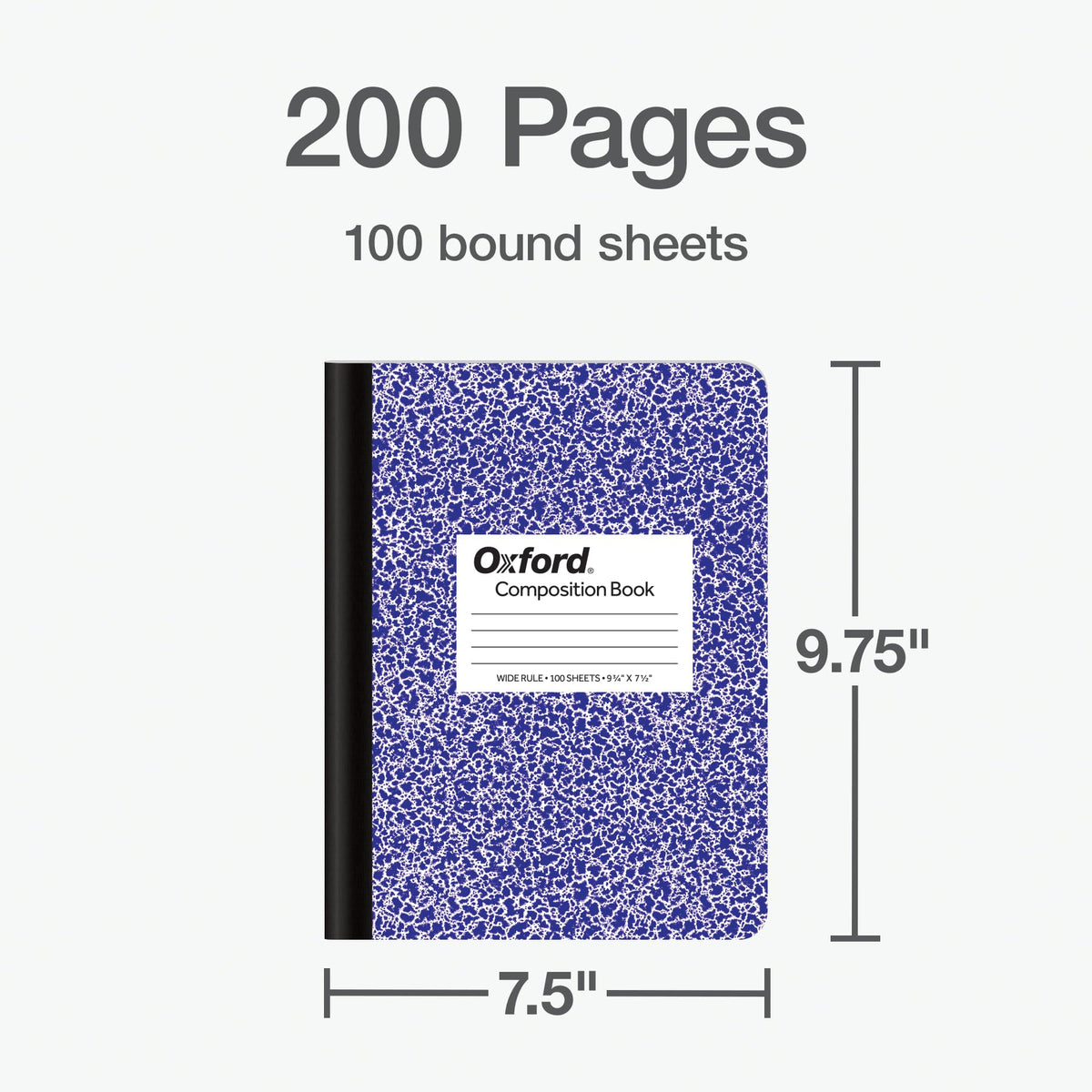 Oxford Composition Notebooks, 3 Pack, Cover Colors Vary, Wide Ruled Paper, 9-3/4 x 7-1/2 Inch