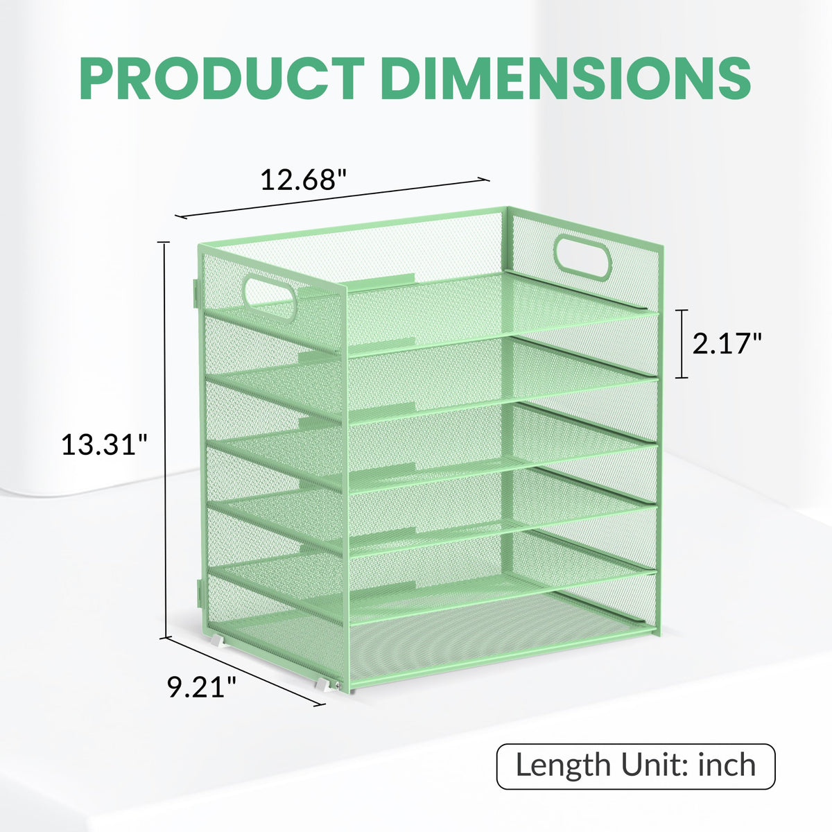 Daltack 6-Tier Paper Organizer for Desk with Handle, Green