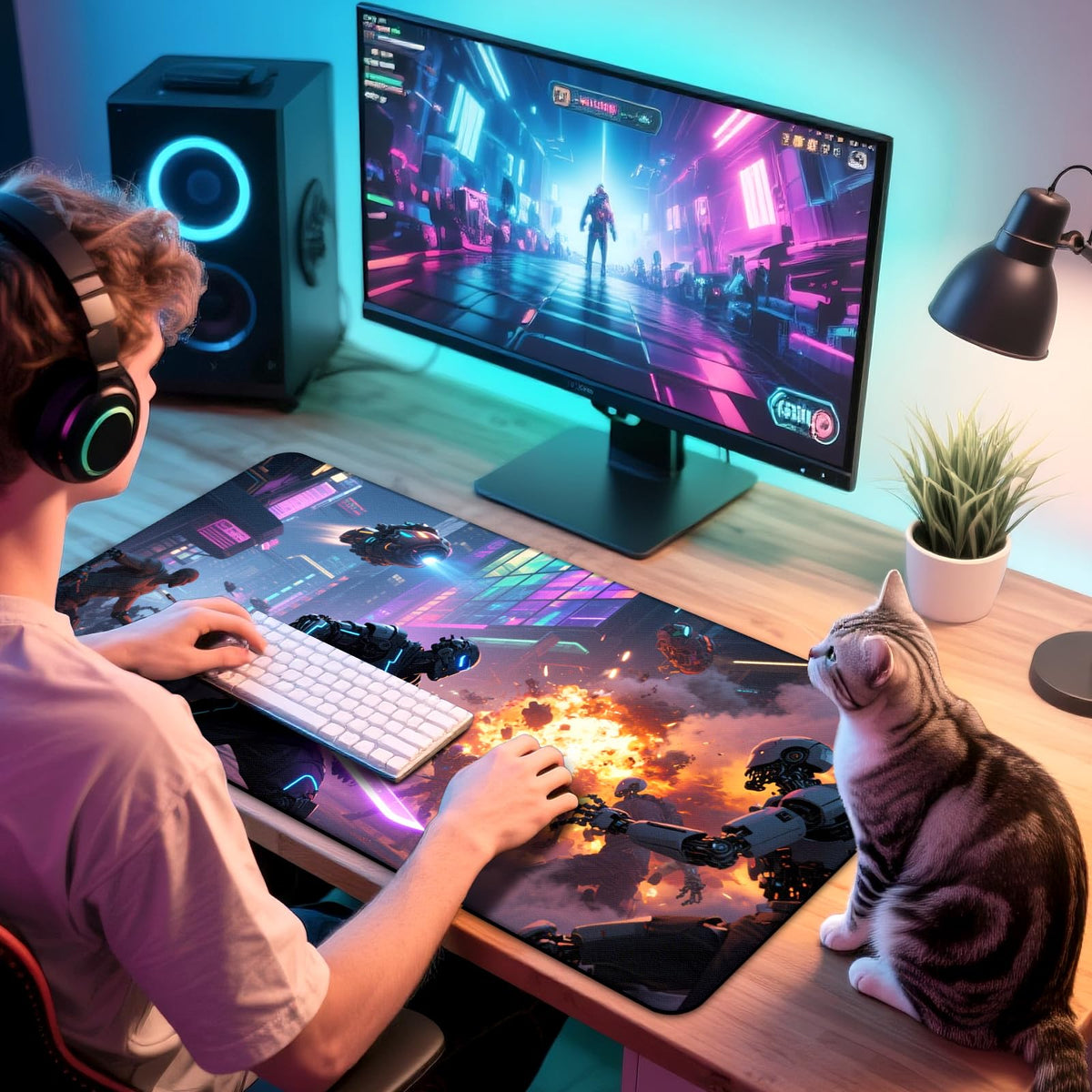 Personalized Large Gaming Mousepad, Customized Large Mouse Mat for Office Dorm, 35.4 x 19.68 x 0.2
