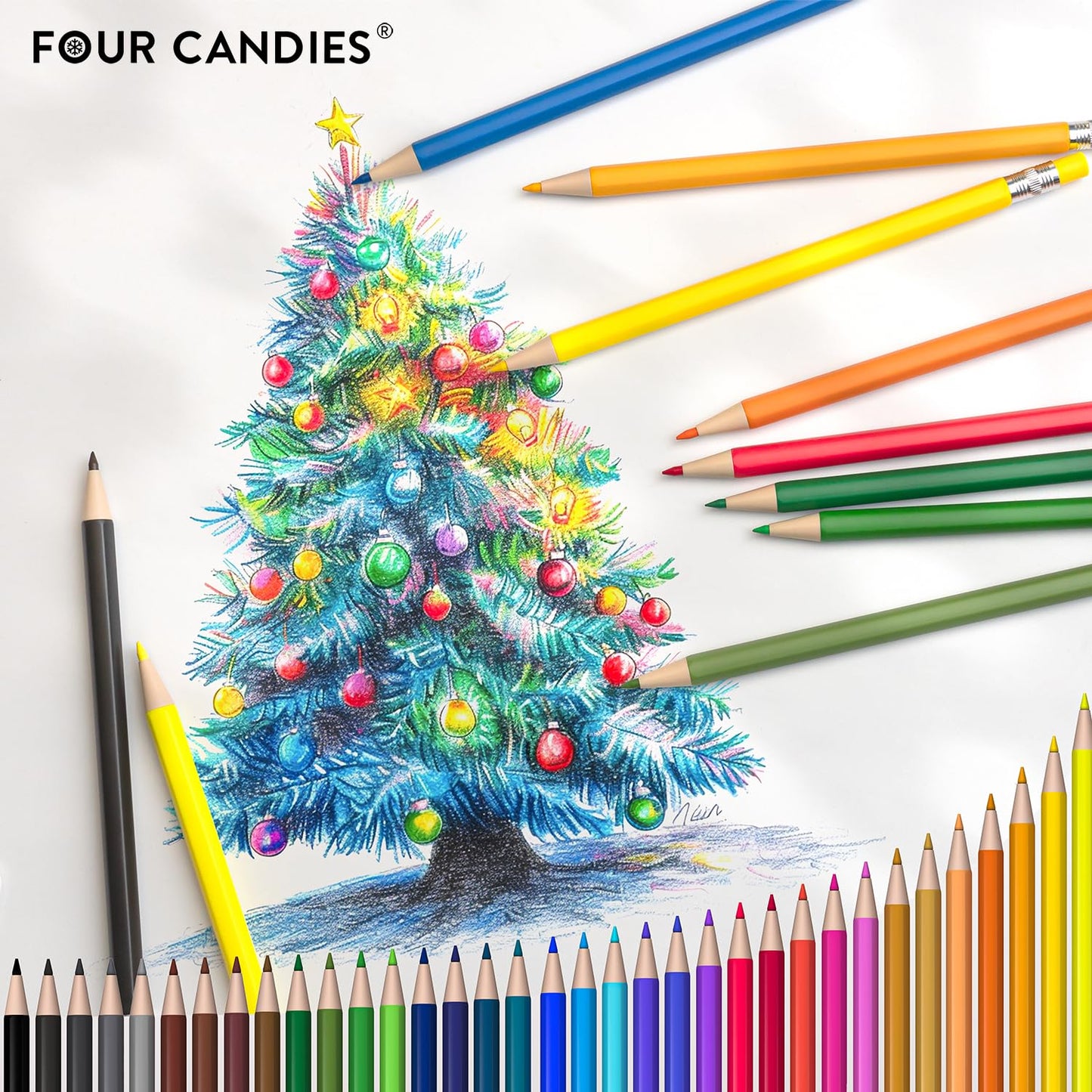 Four Candies 2.6MM Erasable Mechanical Colored Pencils with Sharpener 36PCS