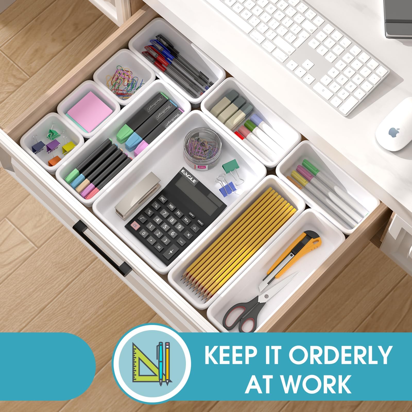 16 PCS Drawer Organizer Set, 4 Size Makeup Drawer Divider Organizer With Non-Slip Pads