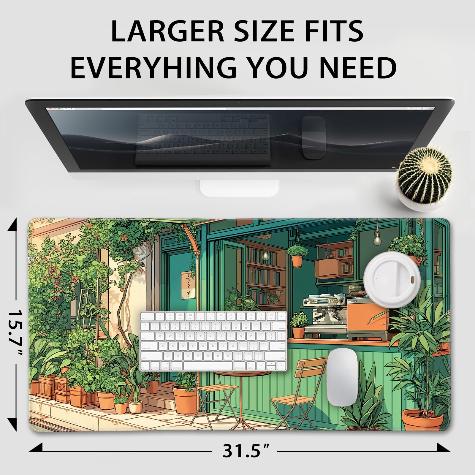 Mcapirivo Gaming Mouse Pad Desk Mat 31.5"x15.7" Japanese Coffee Shop