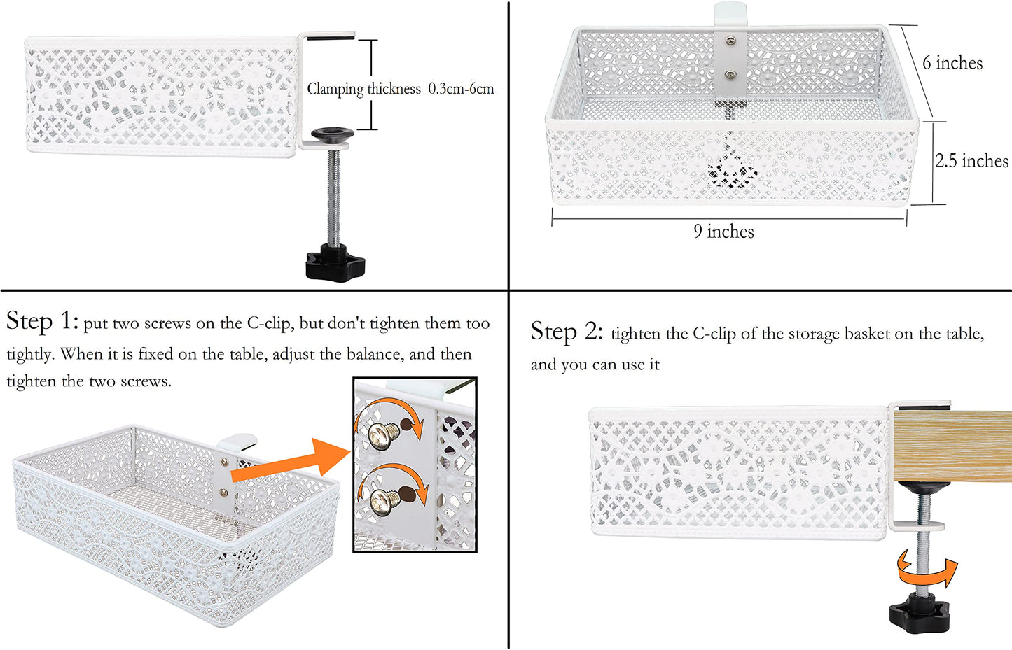 Under Desk Drawer, Clamp on Desk Organizer Under Table Hanging Desk Storage
