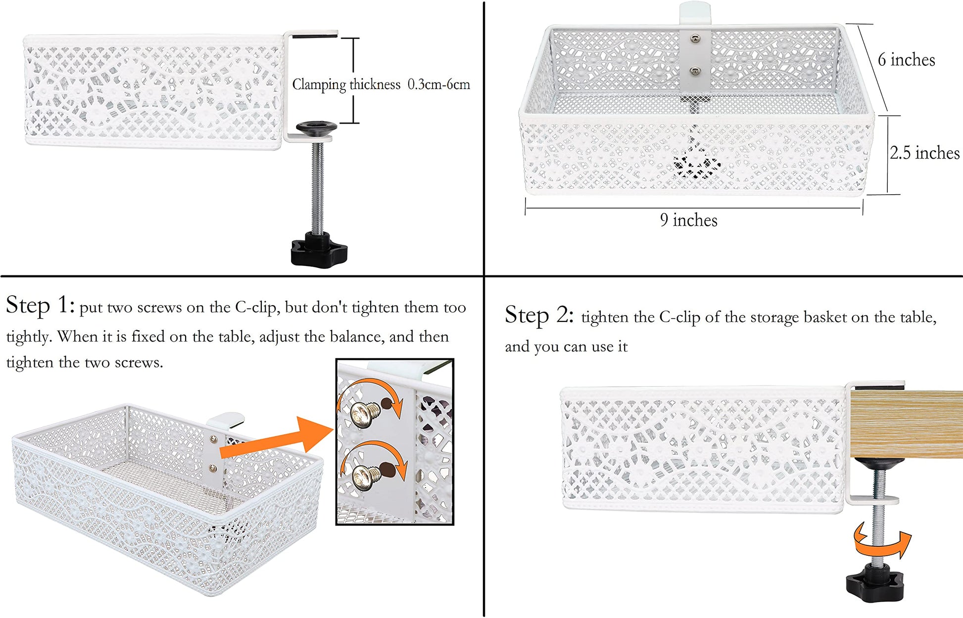 Under Desk Drawer, Clamp on Desk Organizer Under Table Hanging Desk Storage