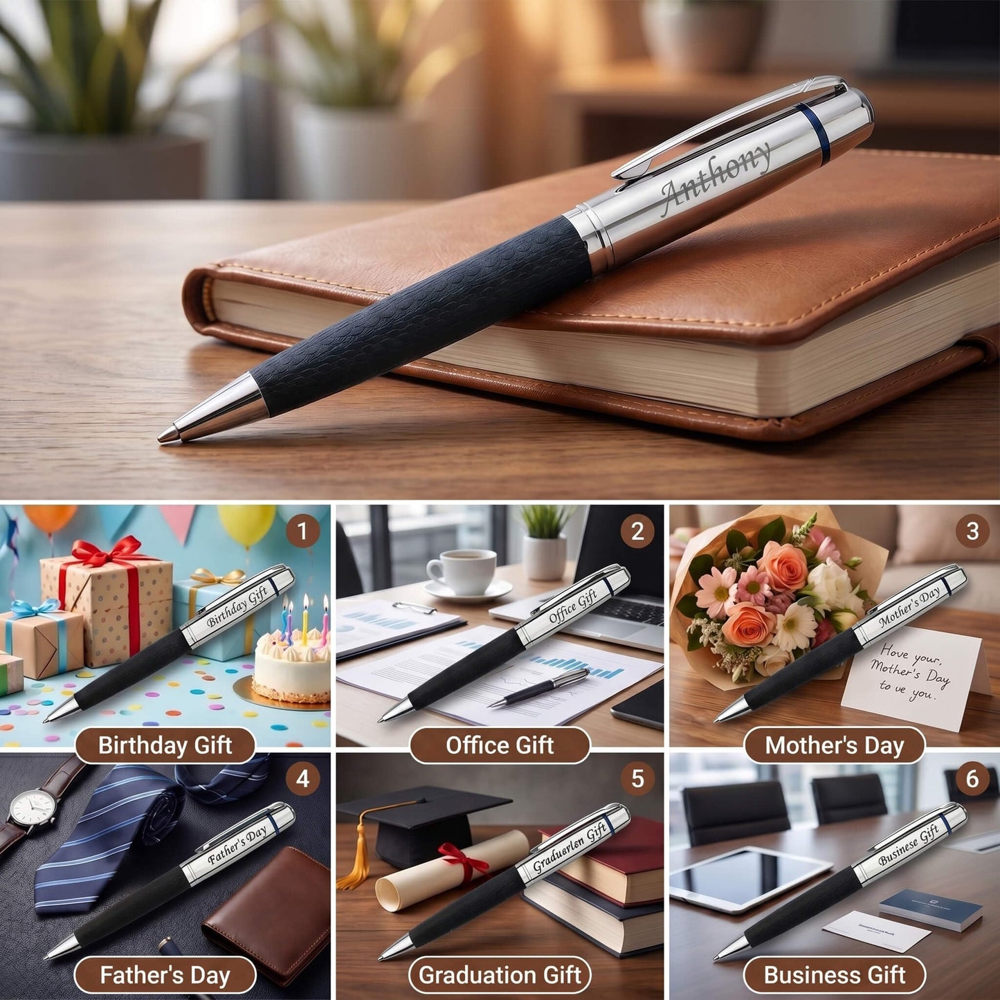 Personalized Luxury Ballpoint Pen Writing Set-Stunning Pen with PU Leather