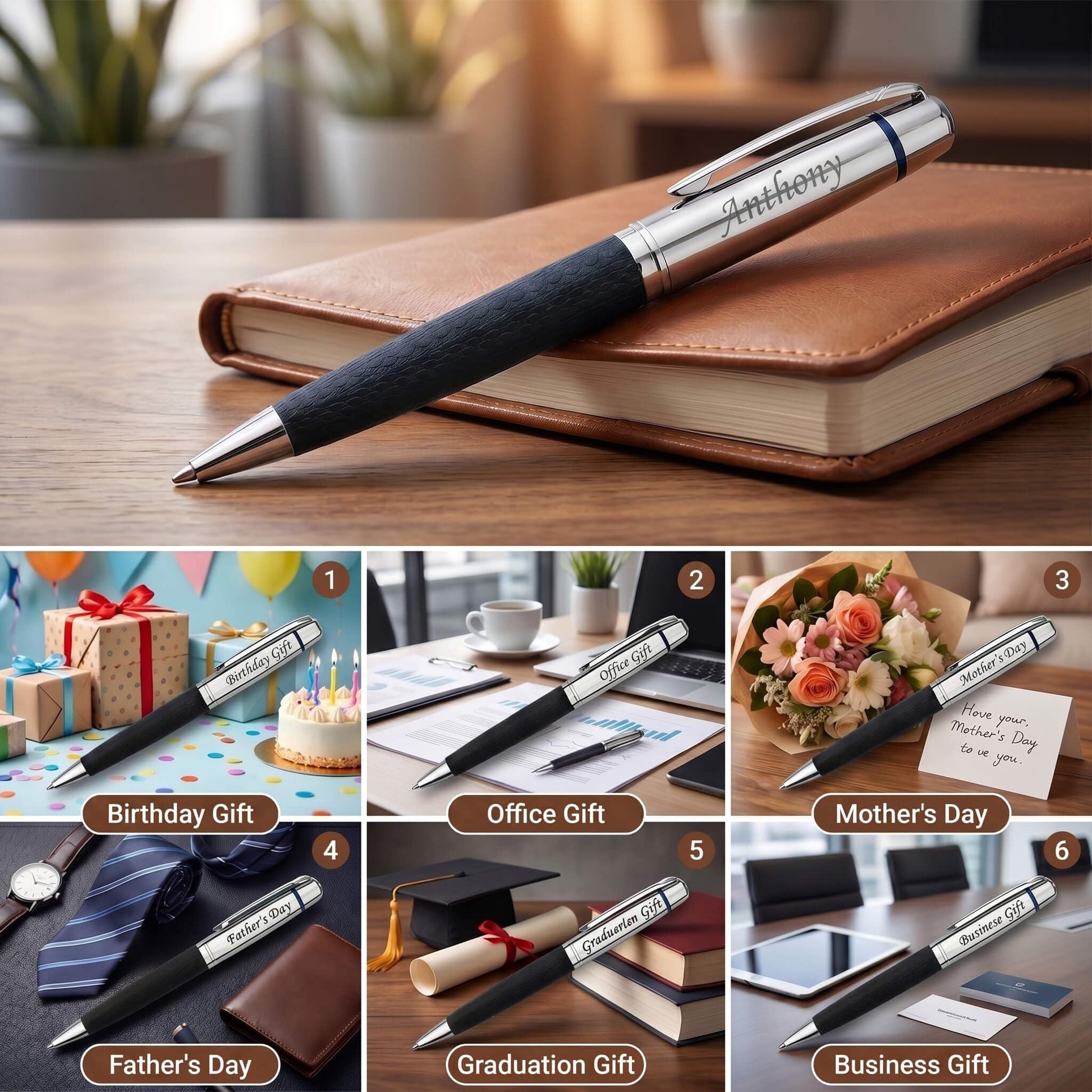 Personalized Luxury Ballpoint Pen Writing Set-Stunning Pen with PU Leather