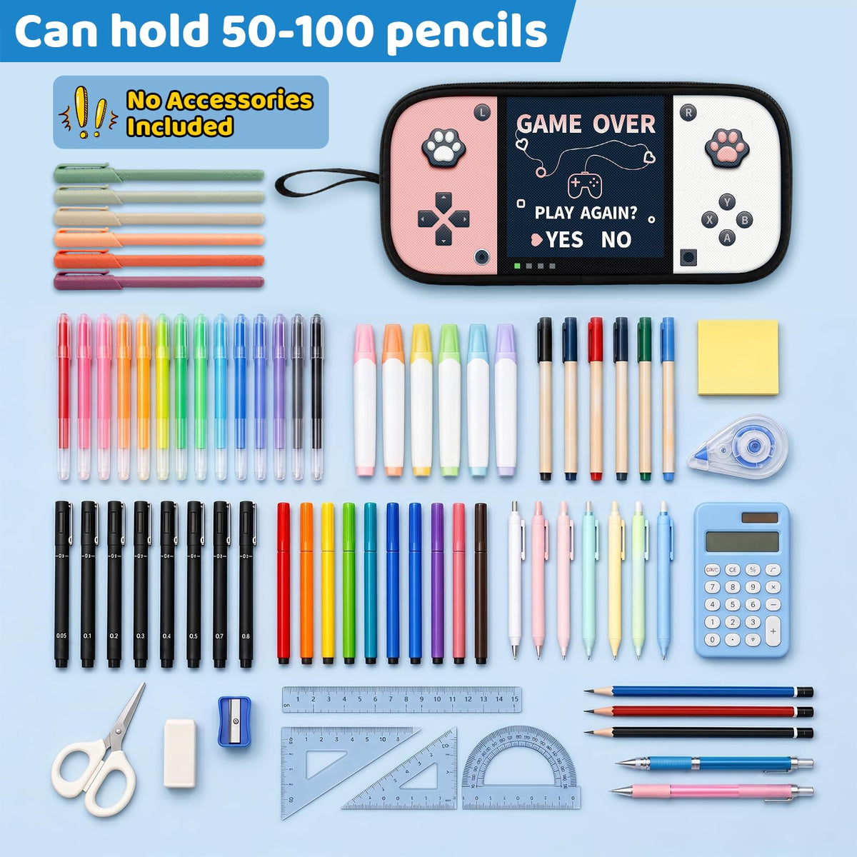 Easozoom Game Controller Pencil Case for Boys Kids Teens, Large Capacity Pencil Pouch with 3