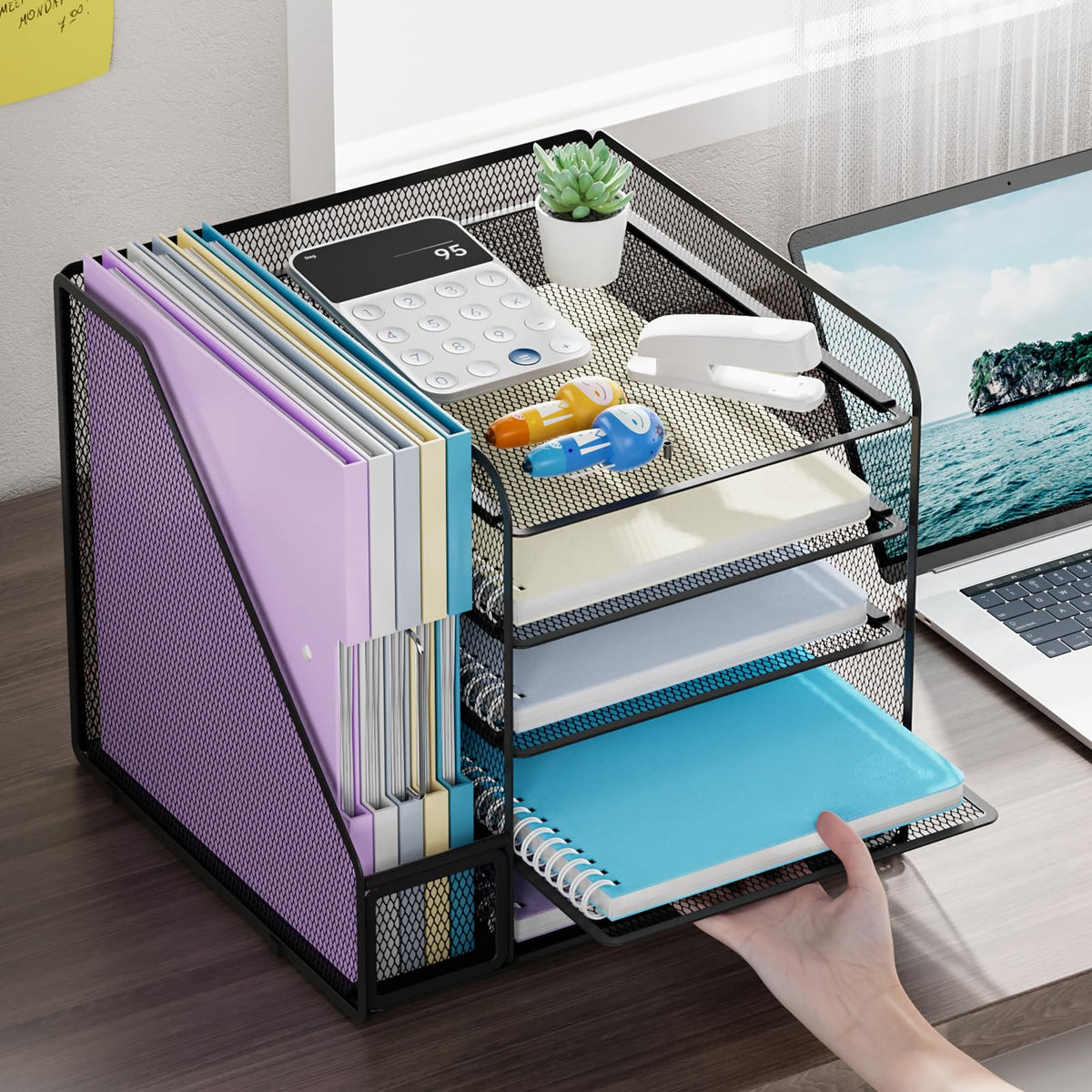 Marbrasse Desk Organizers and Accessories, 5-Tier Paper Letter Tray Organizer with File Holder