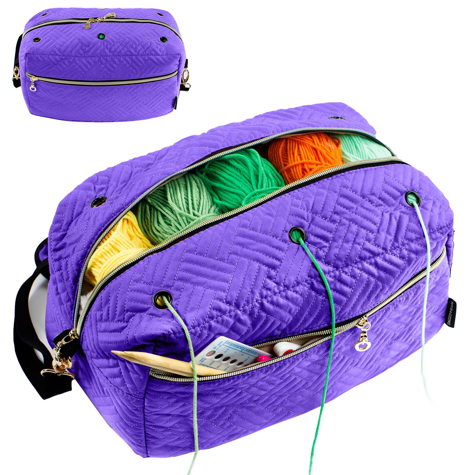 MYBAGZING Crochet Bag Organizer,Knitting Bag for Yarn Storage&Crochet Hooks